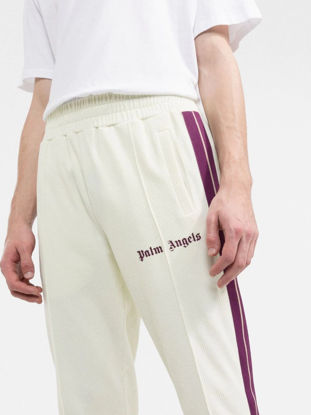 side-stripe corduroy track pants - 7