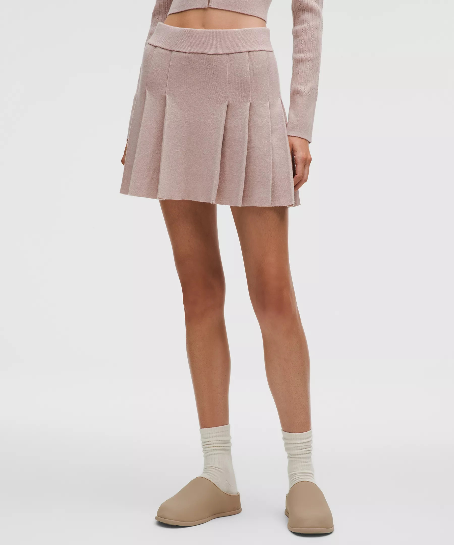 Ribbed Merino Wool Mid-Rise Pleated Skirt - 2