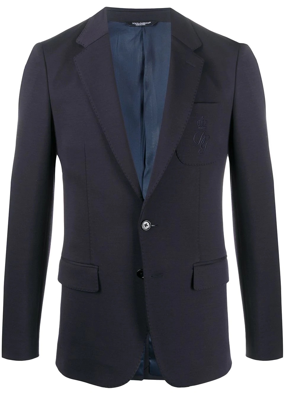 single-breasted embroidered-logo blazer - 1