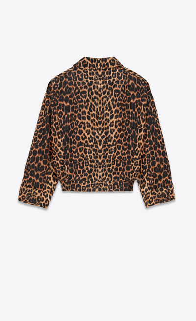 SAINT LAURENT harrington jacket in leopard silk taffeta outlook