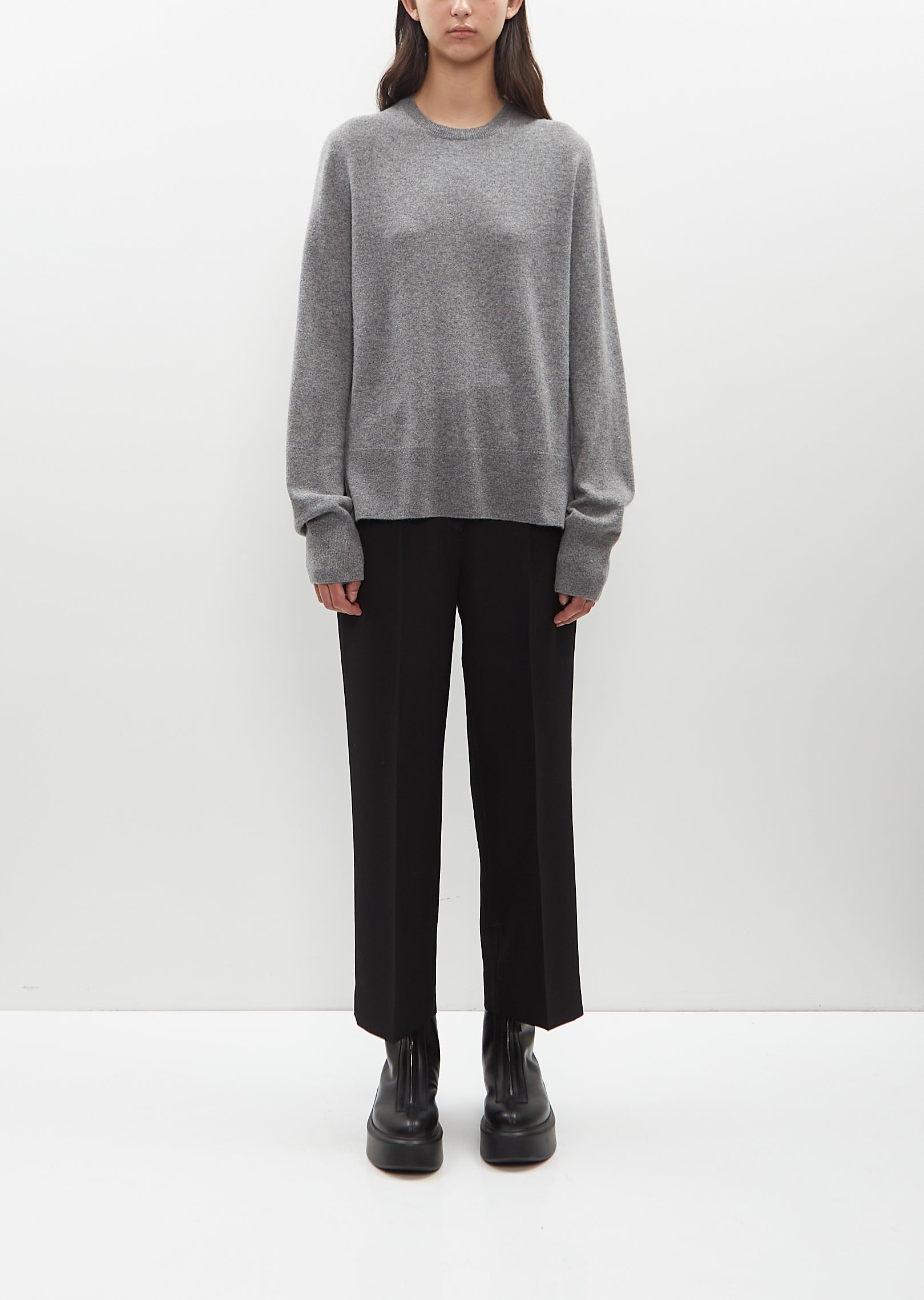 Cashmere Crewneck Sweater — Grey Mèlange - 4