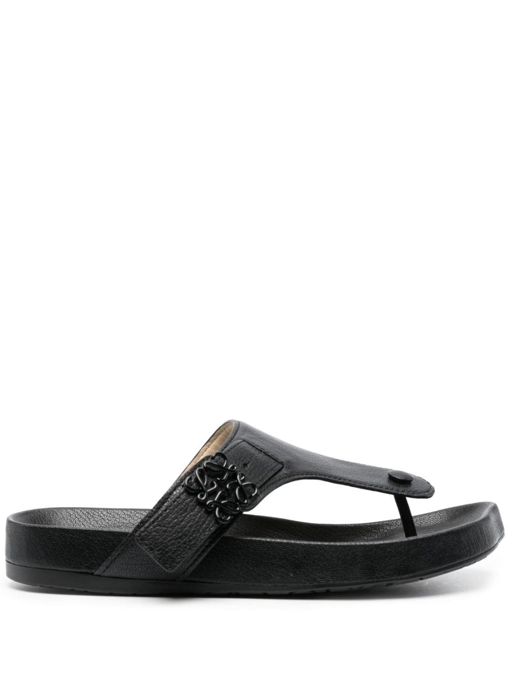 logo-plaque leather flip flops - 1