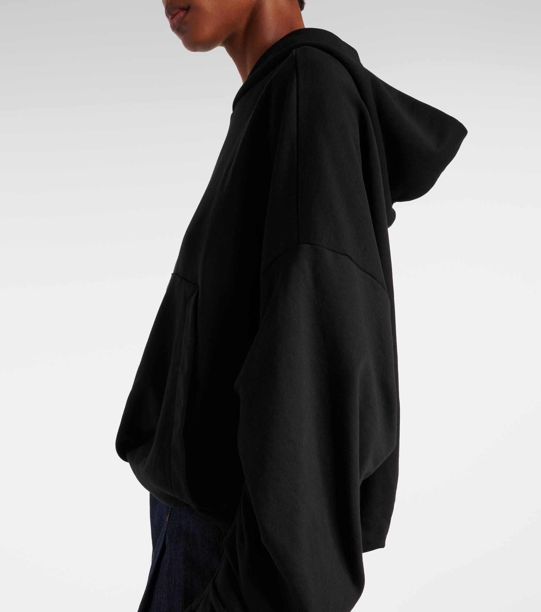 Oversized draped cotton jersey hoodie - 6