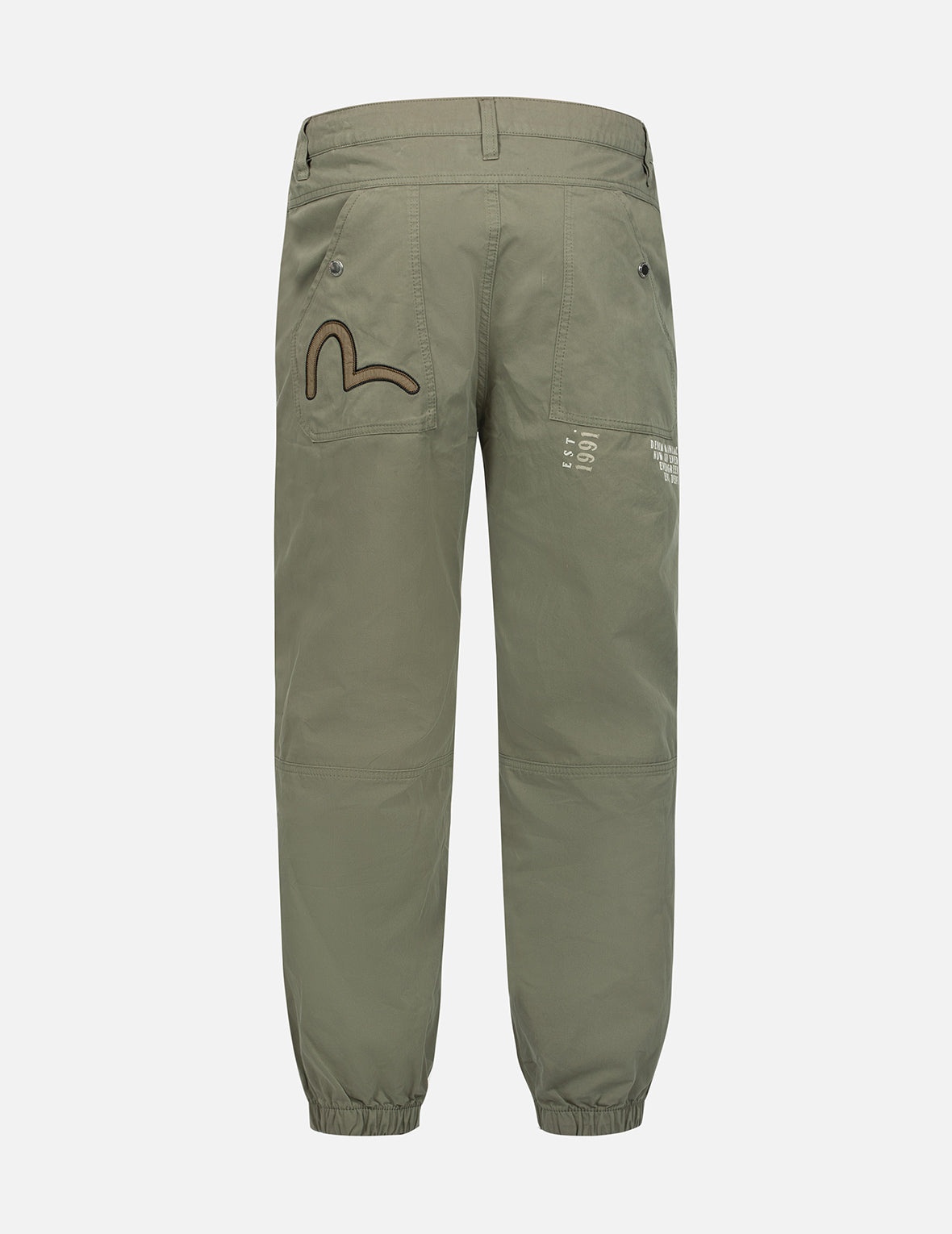 Seagull Appliqué Embroidery and Slogan Print Relax Fit Cargo Pants - 2