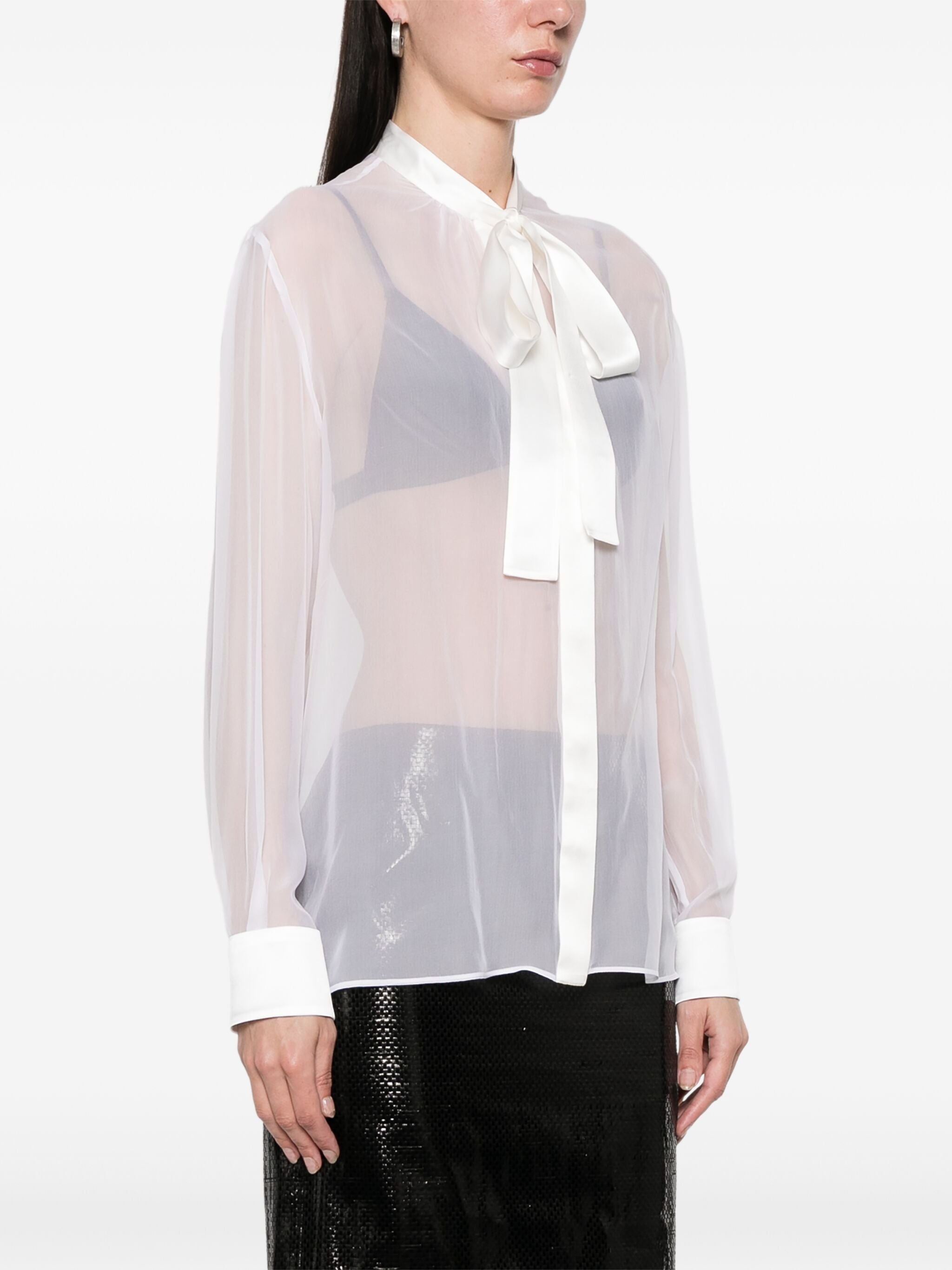 Chiffon Pussy-bow Shirt - 4