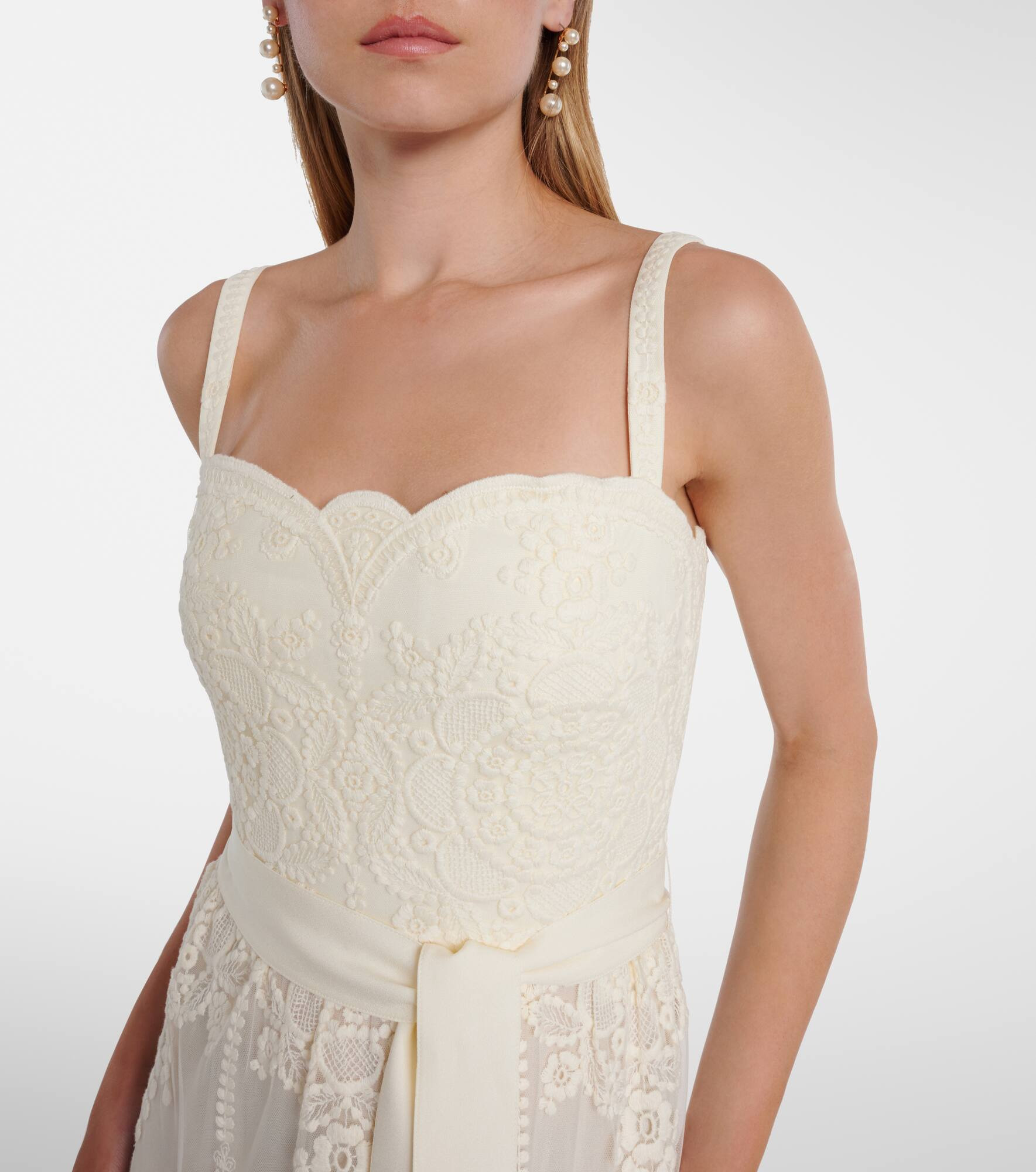 Embroidered tulle bustier gown - 4