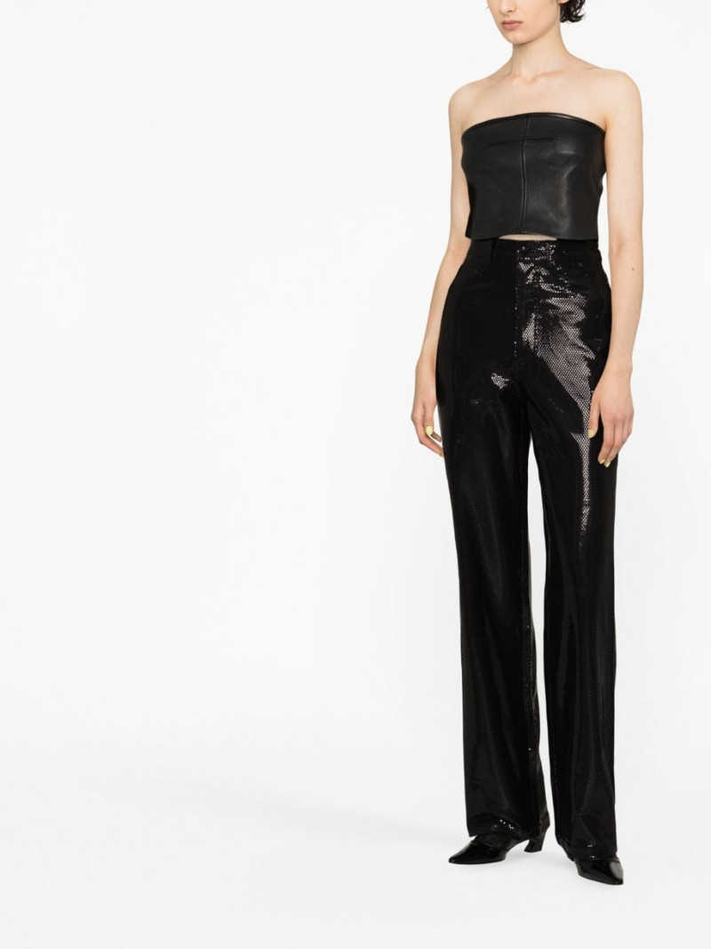 ROTATE foil jersey straight-leg trousers outlook