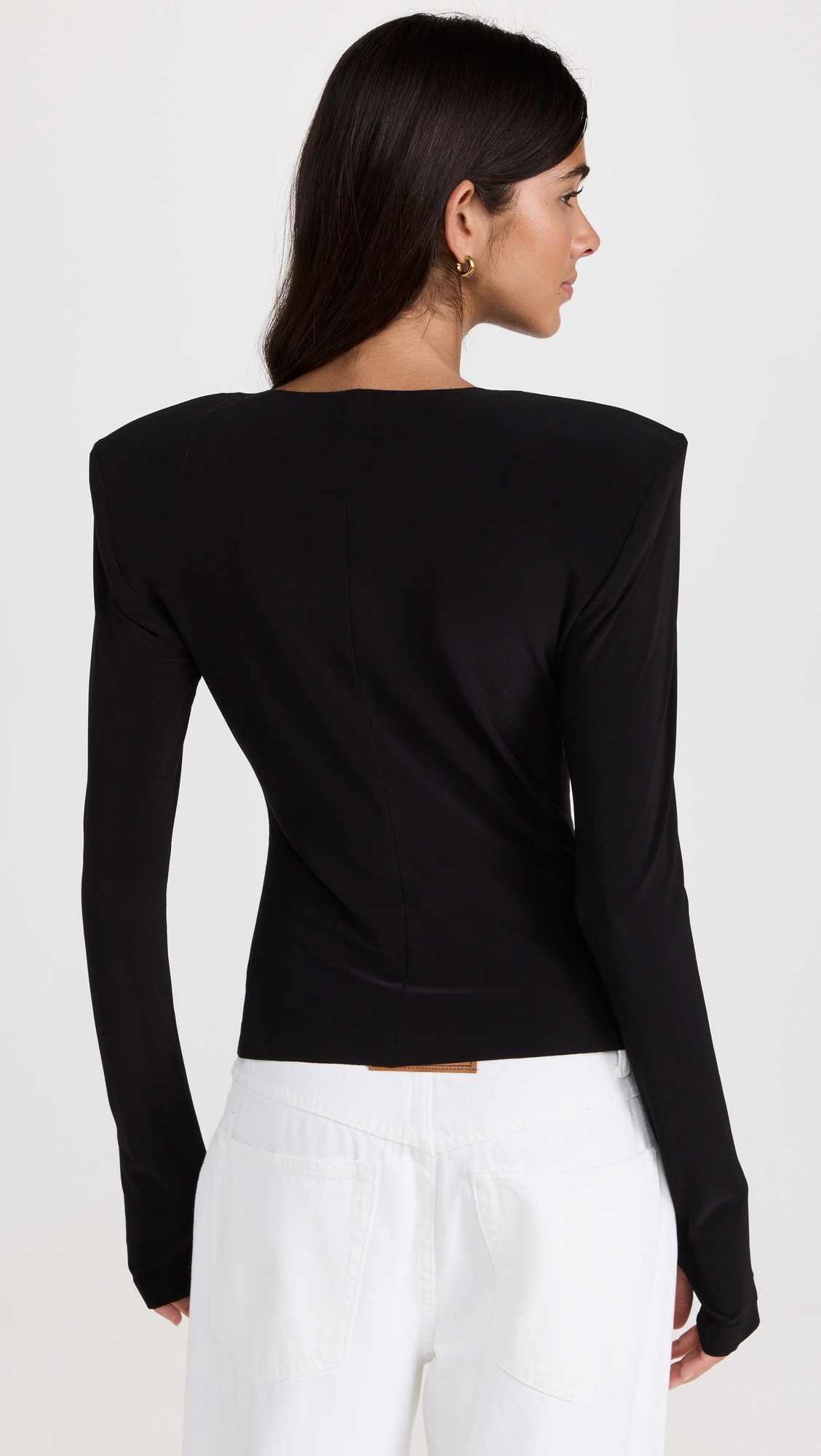 Shoulder Pad Long Sleeve Crew Top - 2