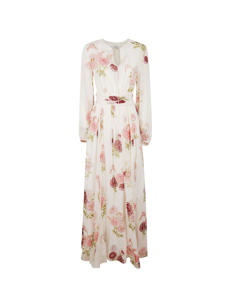 floral-print pleated-waist dress 1