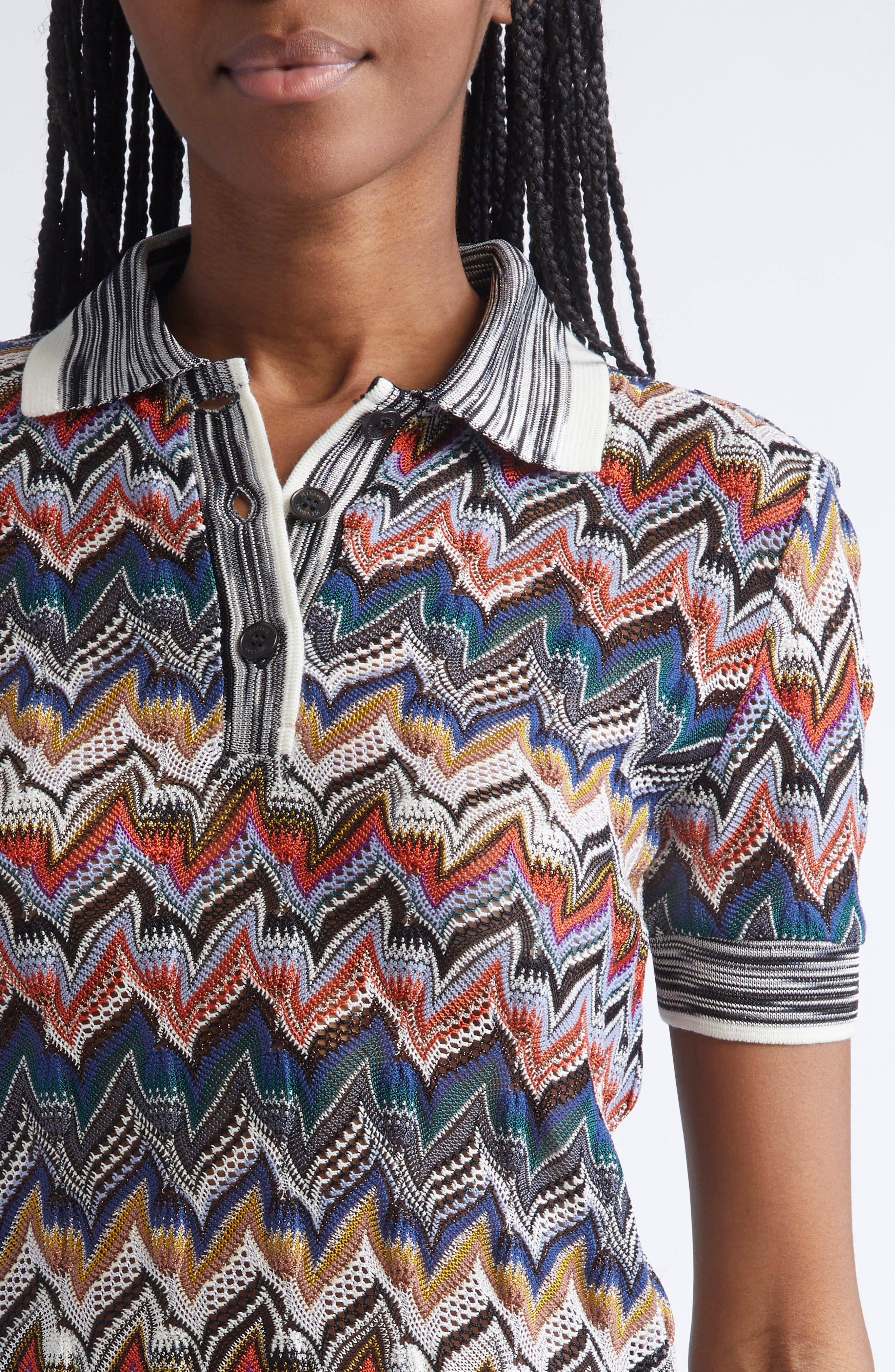 Missoni Knit Metallic Lace Polo in Blue Multi at Nordstrom - 4