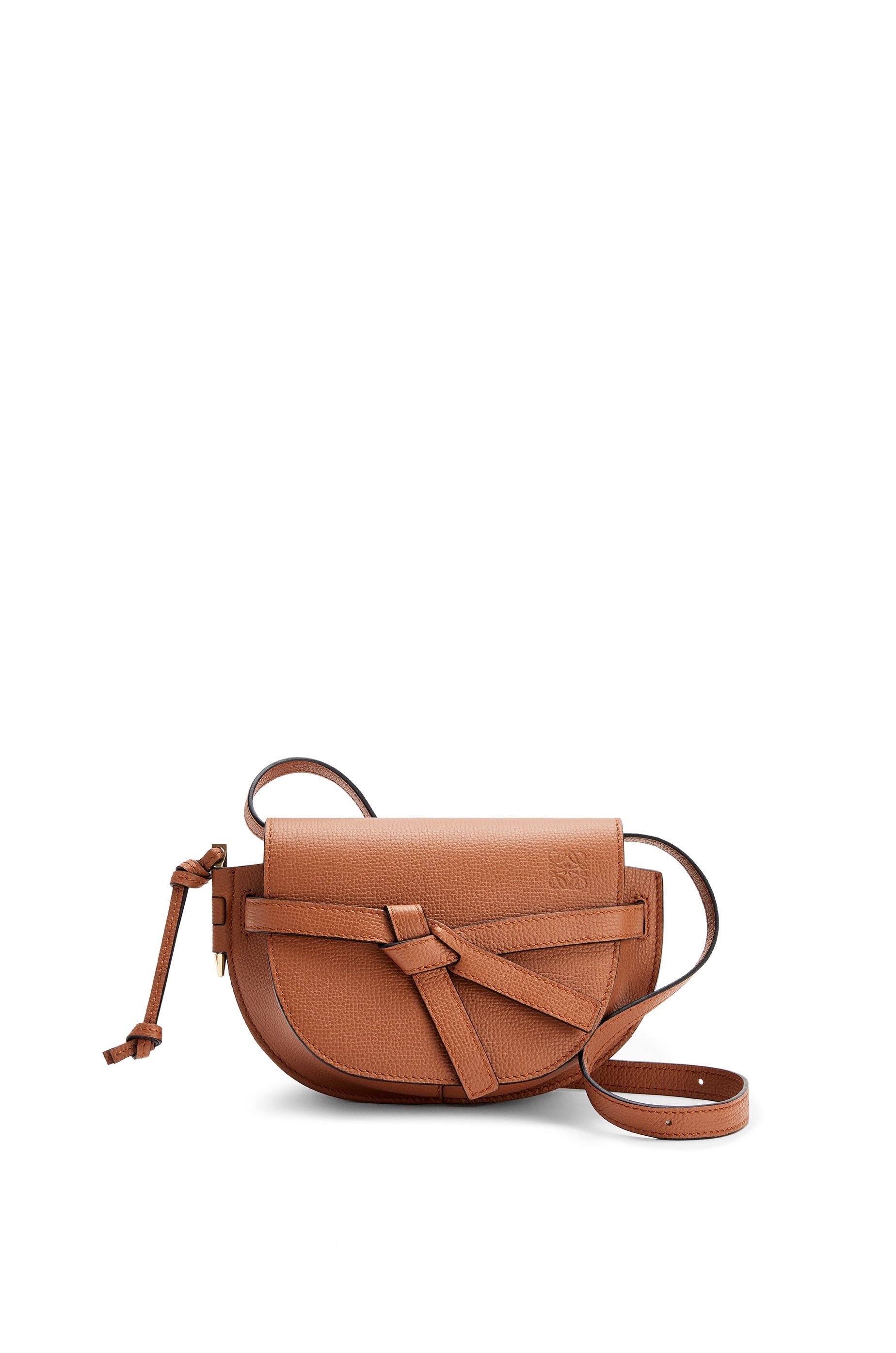 Loewe Mini Gate Dual Bag In Pebble Grain Calfskin - Tan