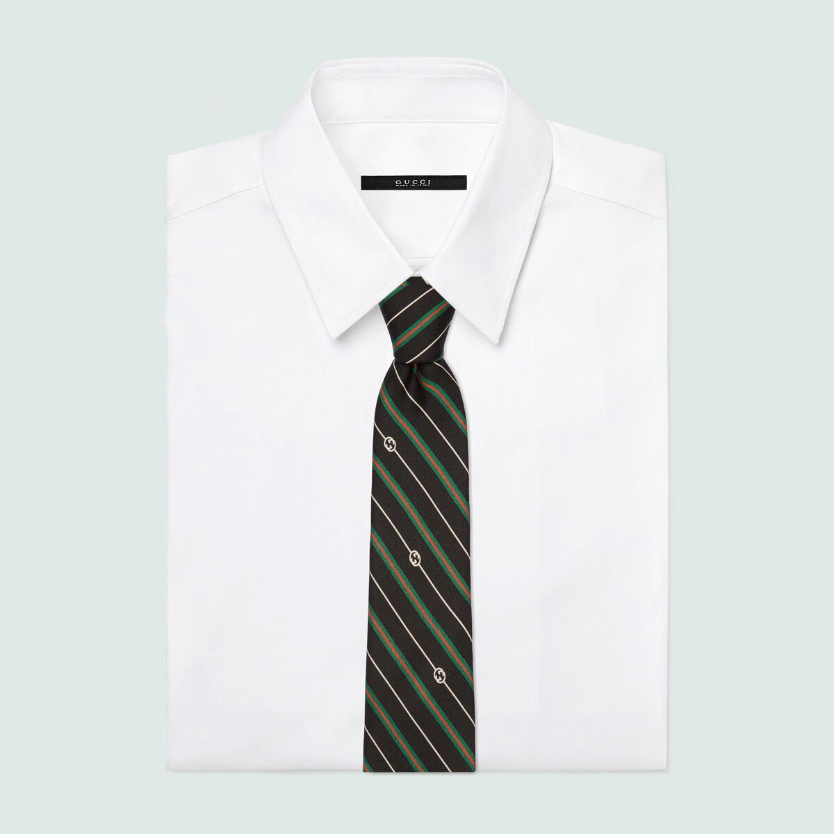 Silk tie with Interlocking G print - 2