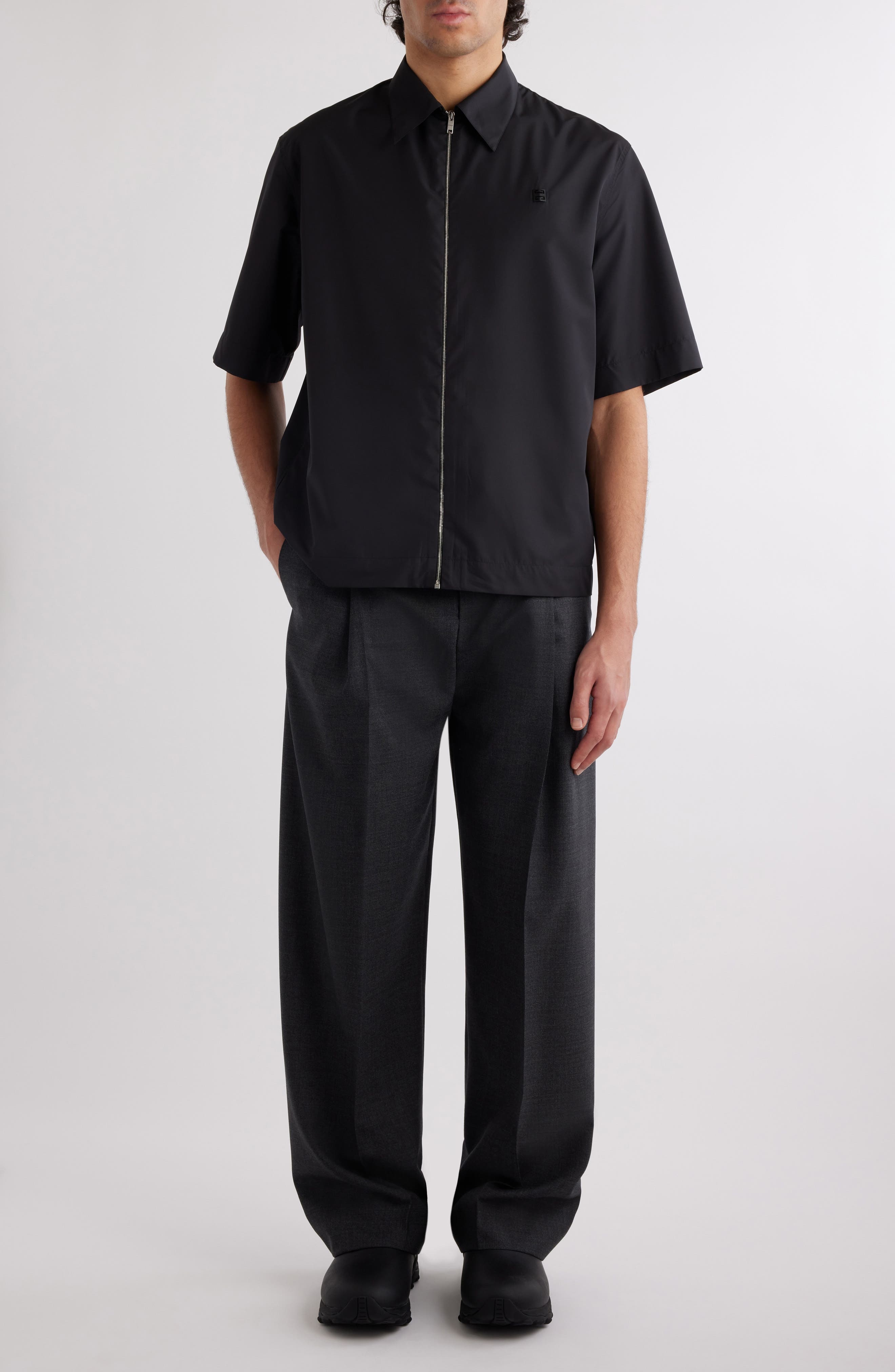 Short Sleeve Zip-Up Shirt - 2