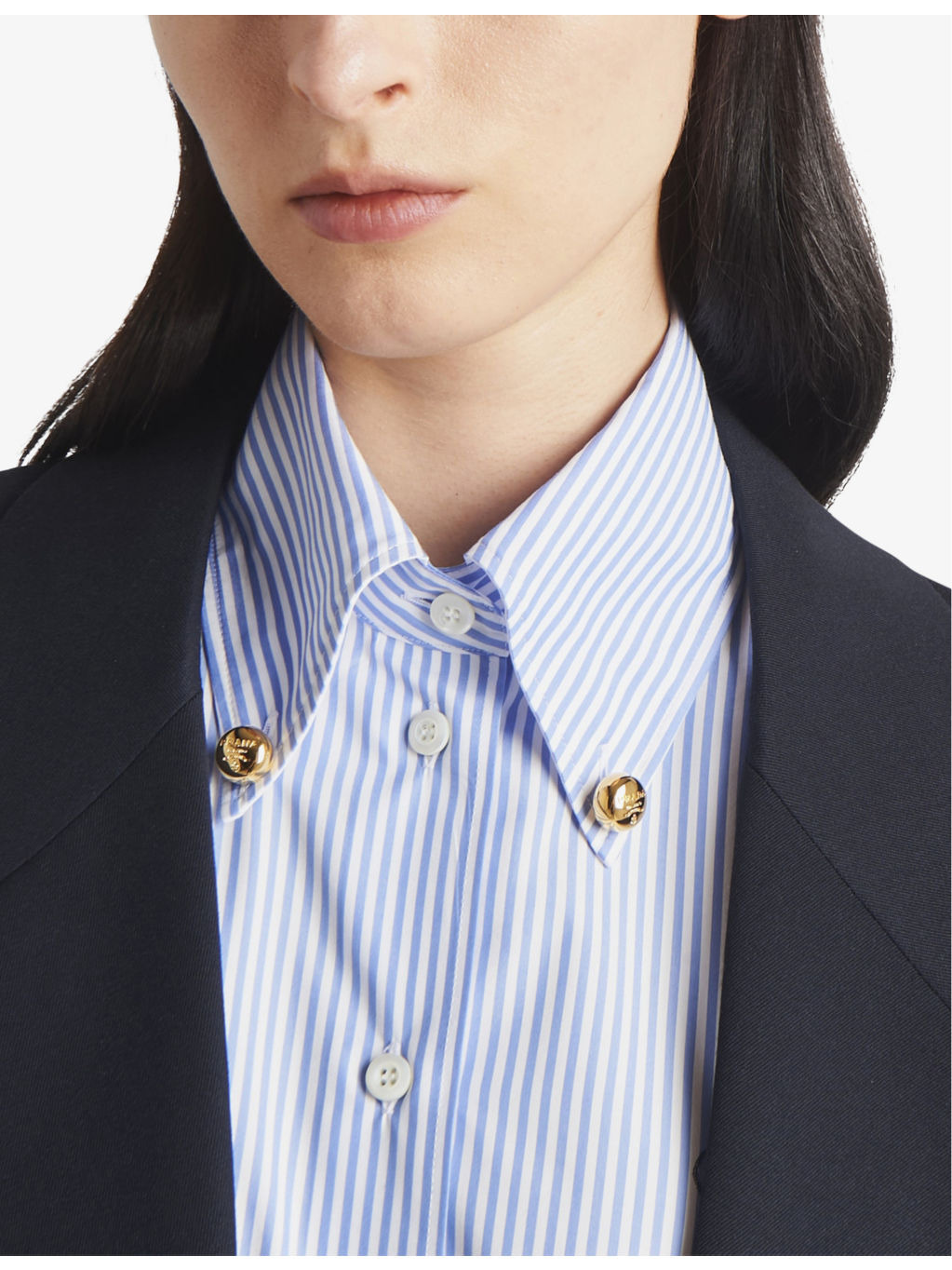 Logo-embroidered striped slim-fit cotton-blend shirt - 5