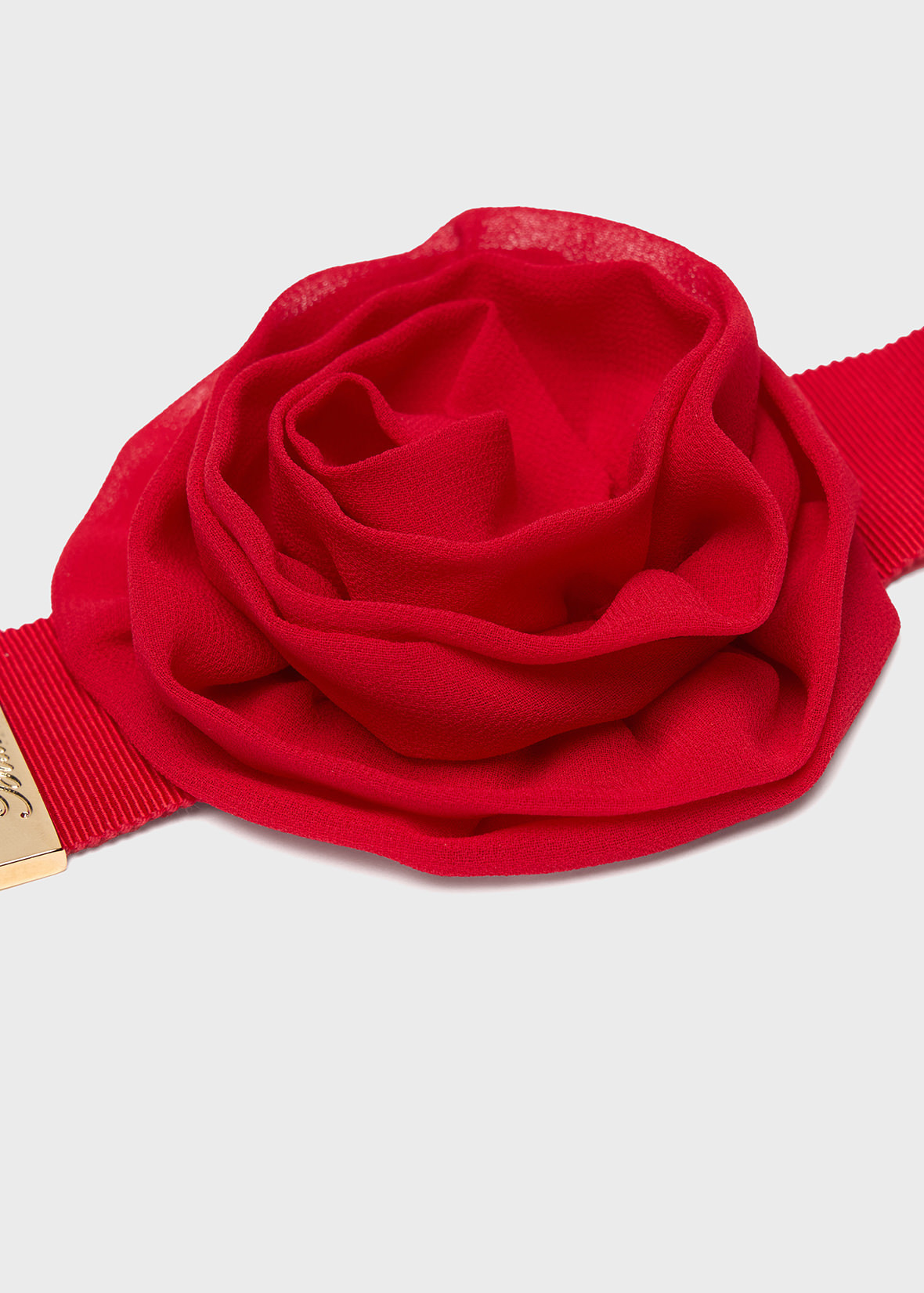 GROSGRAIN CHOKER WITH GEORGETTE ROSE - 3