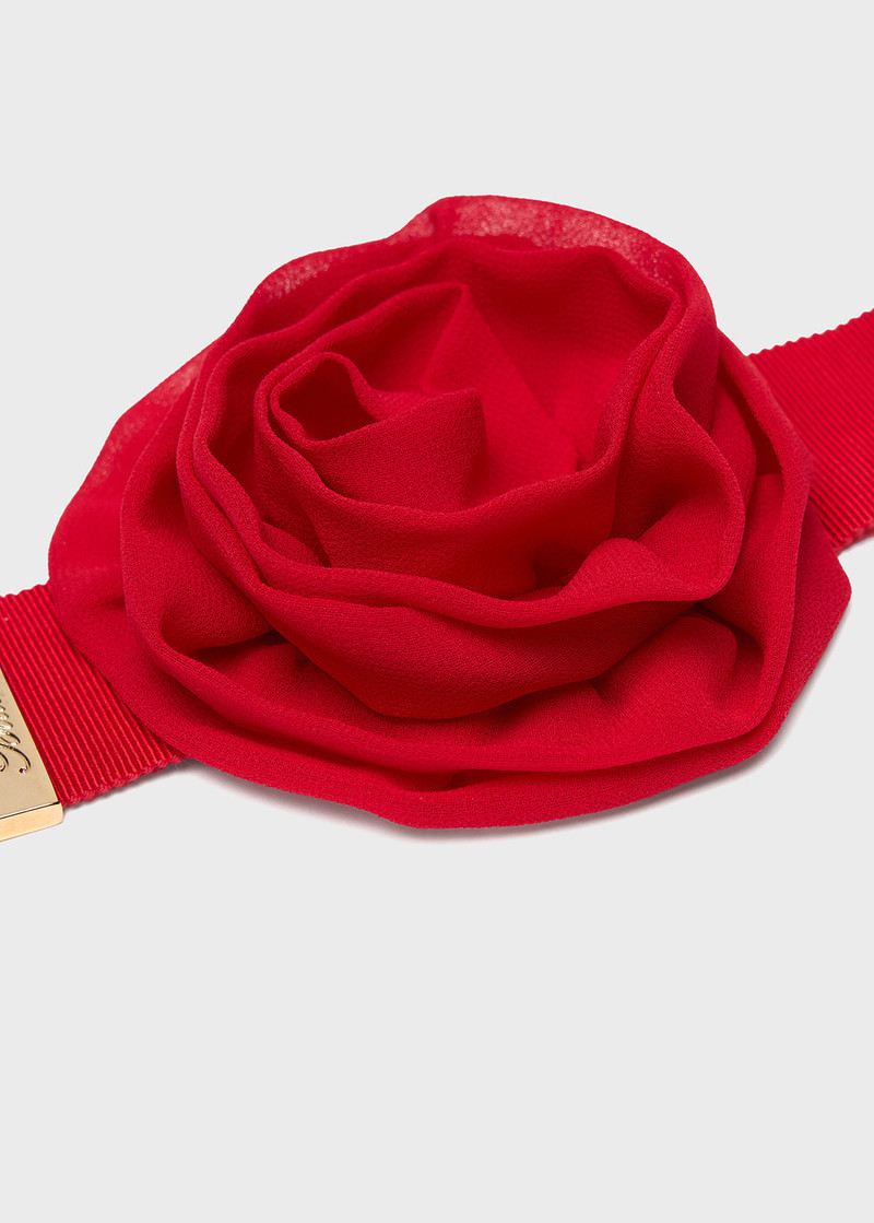 GROSGRAIN CHOKER WITH GEORGETTE ROSE 3