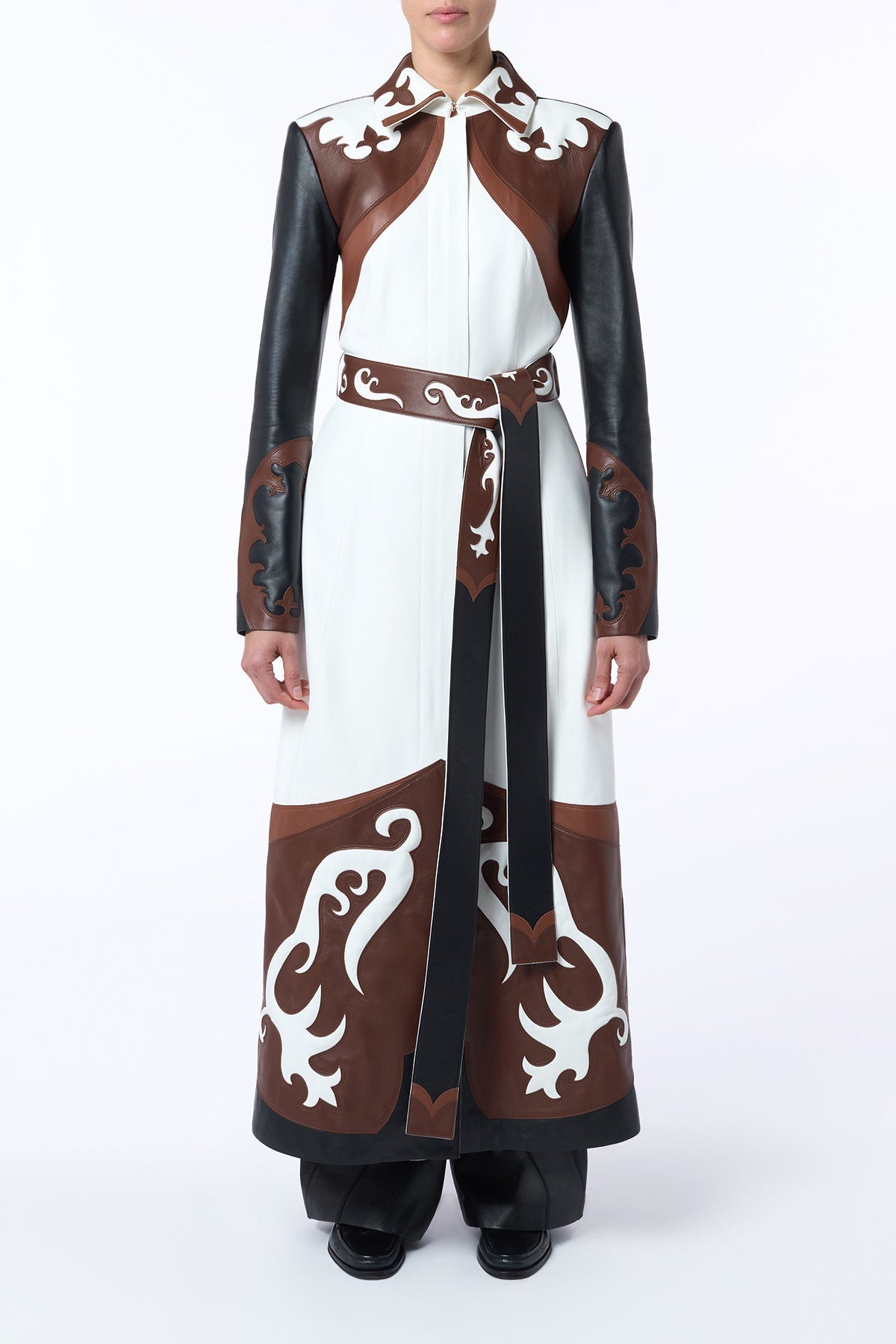 Jemme Western Trench Coat in Multi Nappa Leather - 6