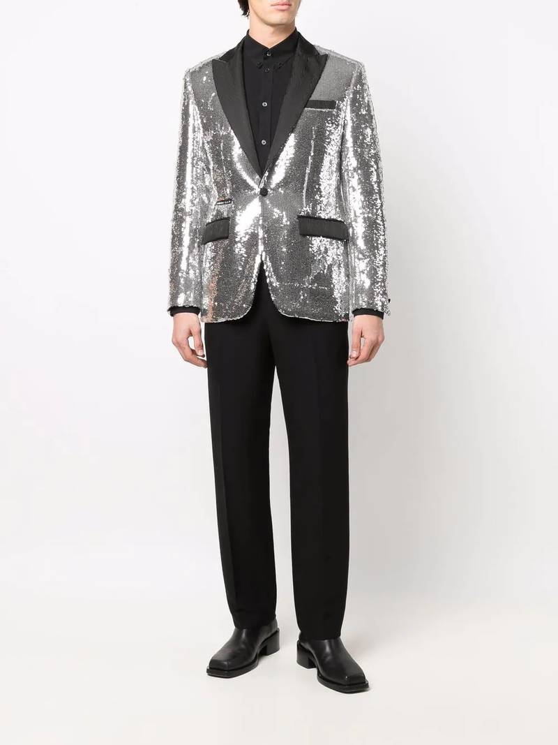 PHILIPP PLEIN sequin-embellished 단 하나 breasted blazer outlook