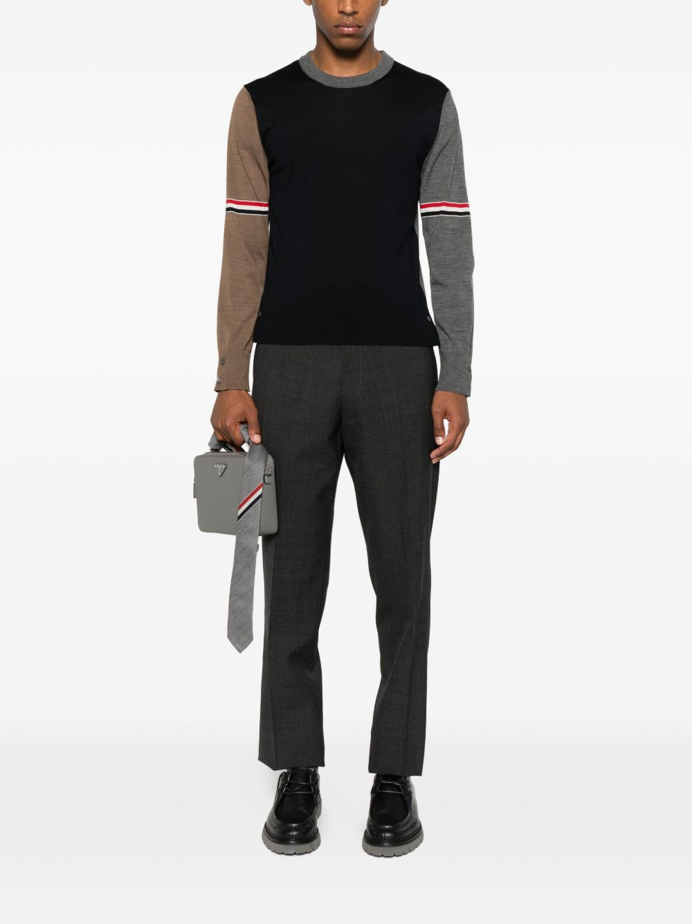 panelled wool sweater - 2