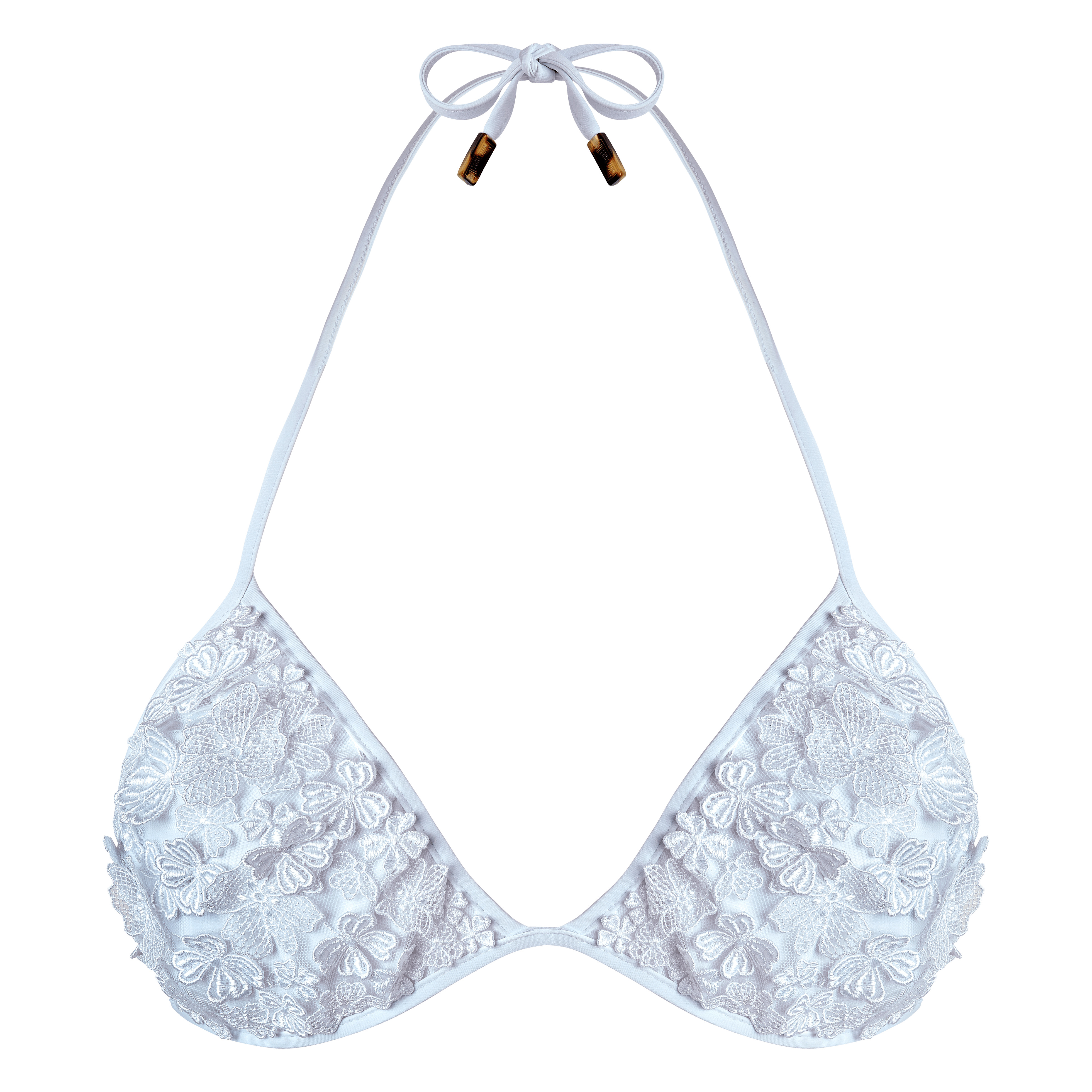 Women Triangle Bikini Top Embroidered Guipure Florale - 1