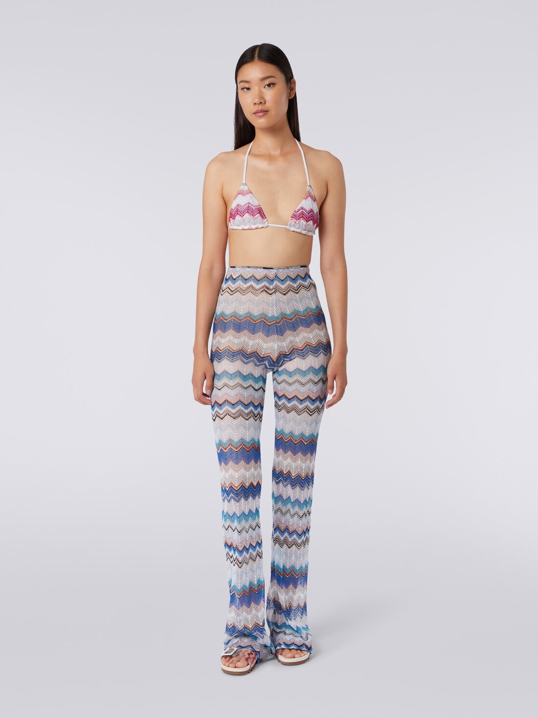 Cover up trousers in zigzag crochet with lurex - 2