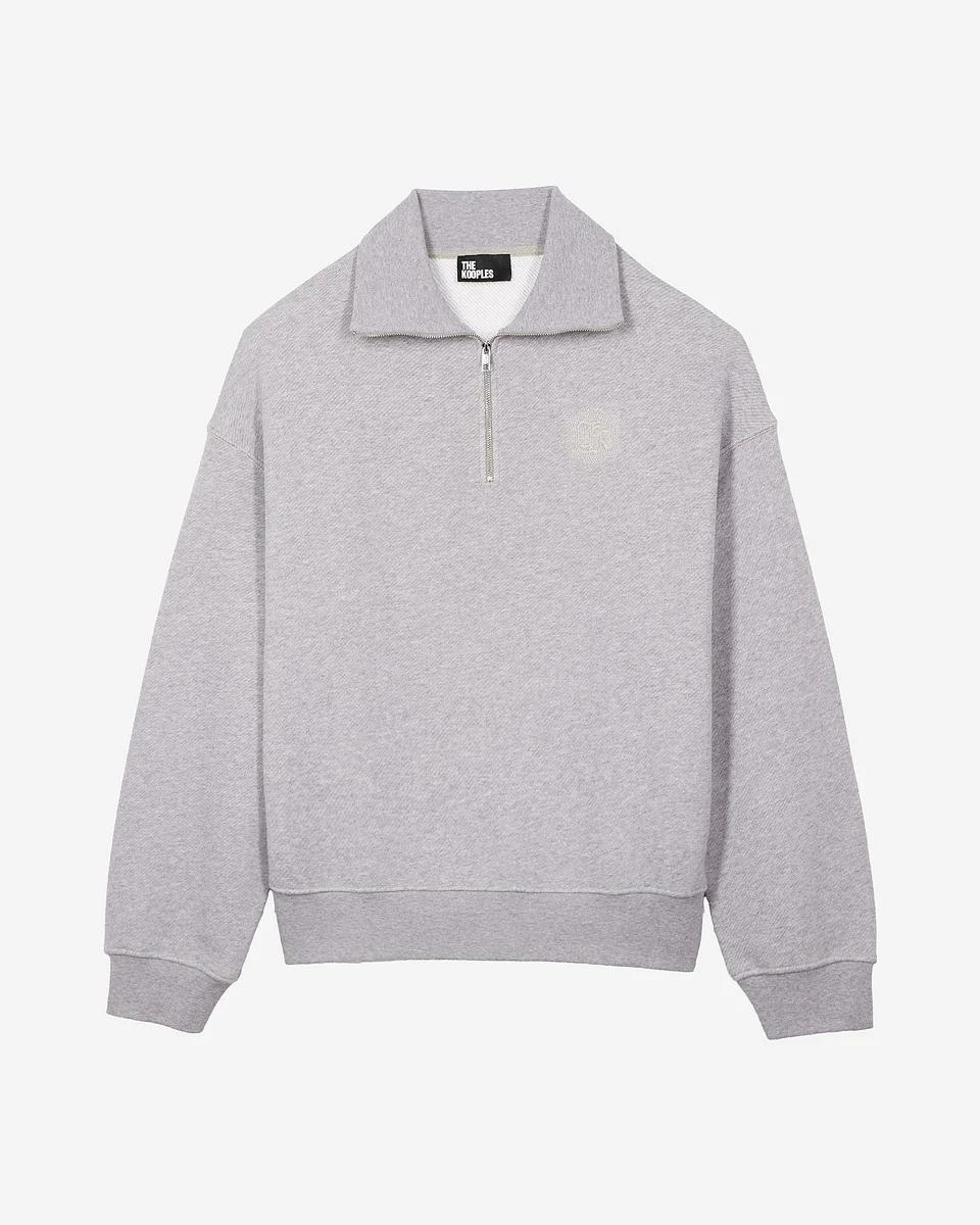 GREY TRUCKER-NECK SWEATSHIRT - 1