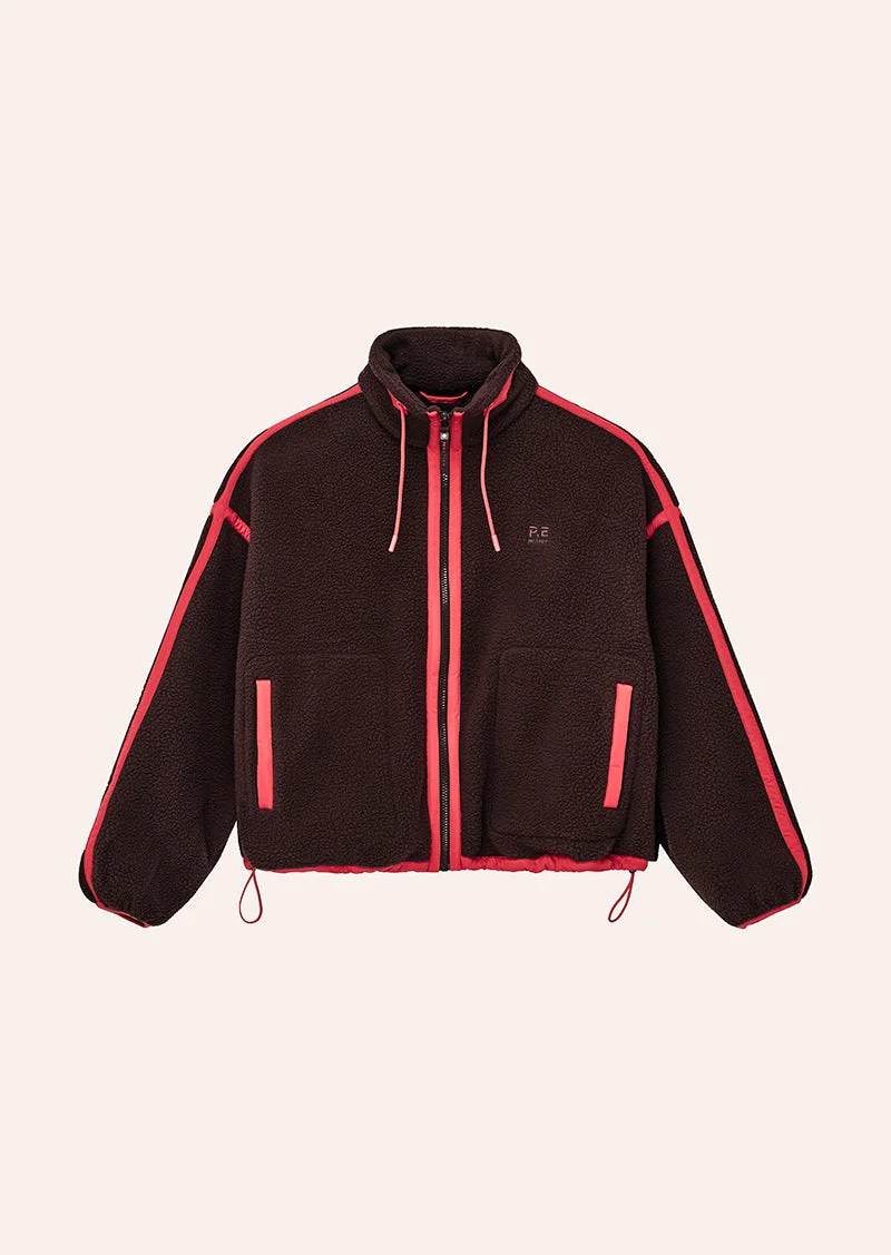 LENNON SHERPA JACKET IN DARK PLUM & STRAWBERRY - 1