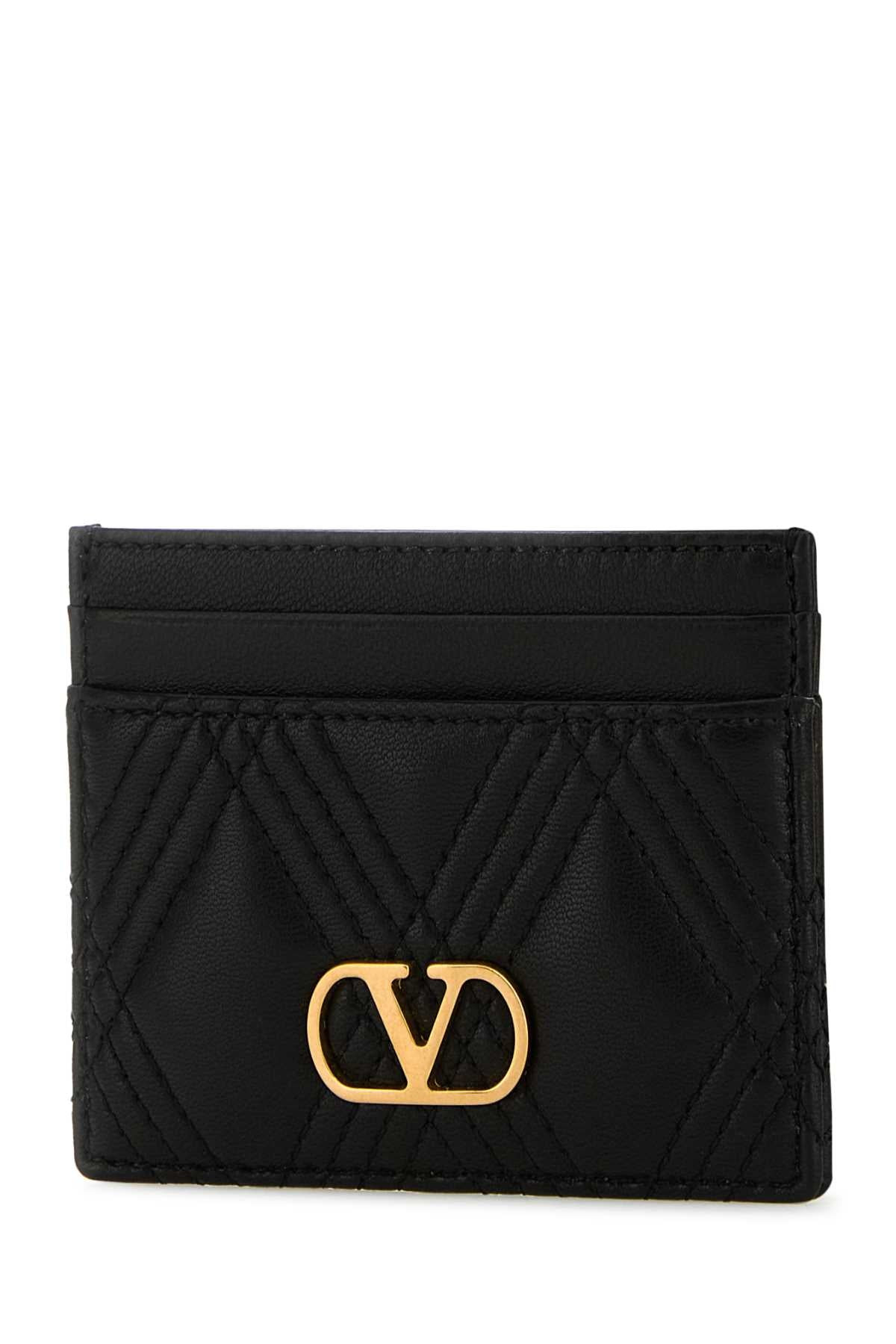 Valentino Garavani Women Black Nappa Leather Quiltie 67 Card Holder - 2