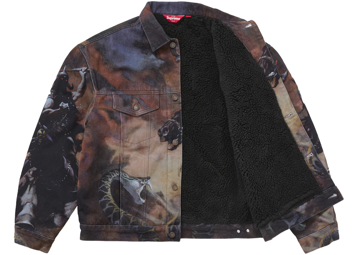Supreme Frazetta Faux Shearling Lined Trucker Jacket Multicolor - 2