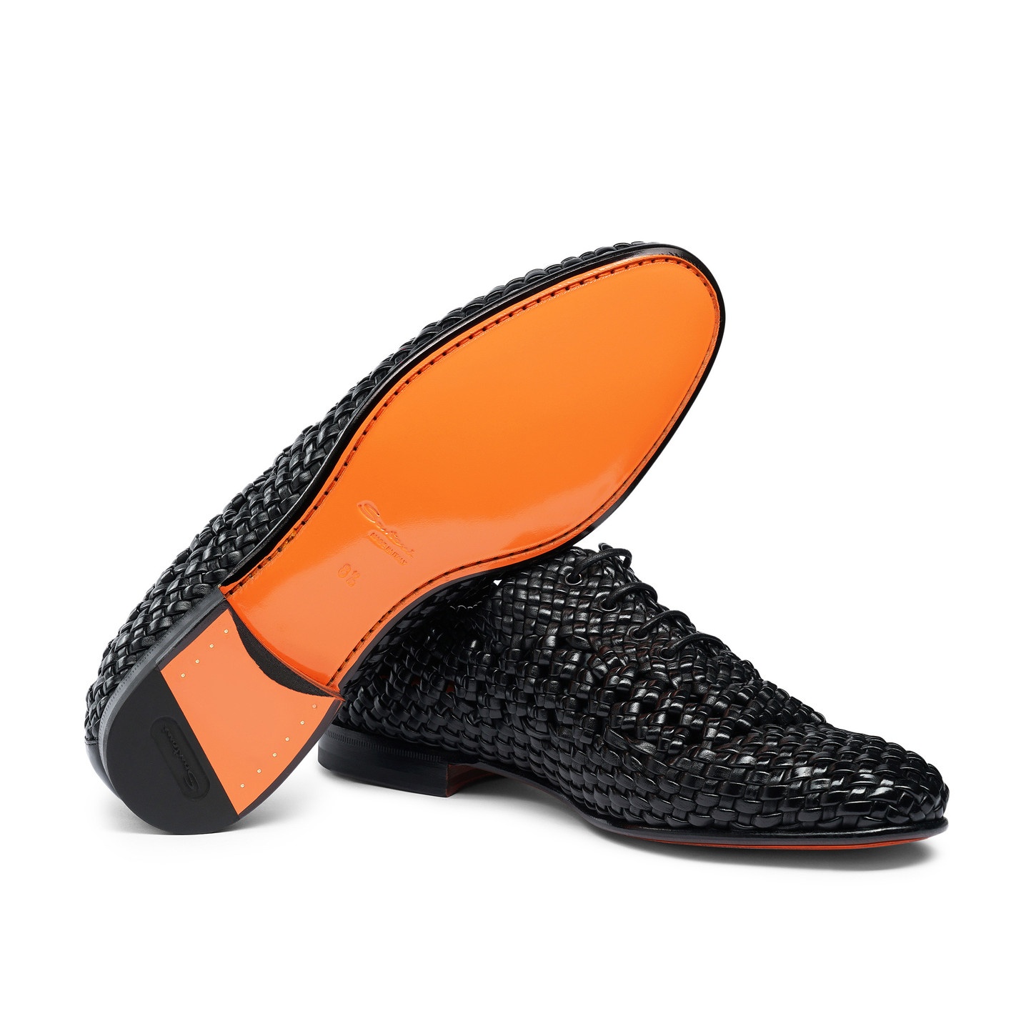 Men's black woven leather lace-up shoe - 4