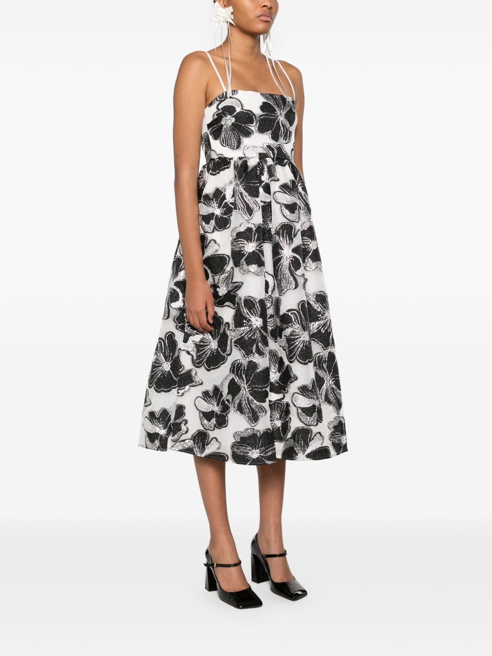 Anemone-jacquard voluminous midi dress - 3