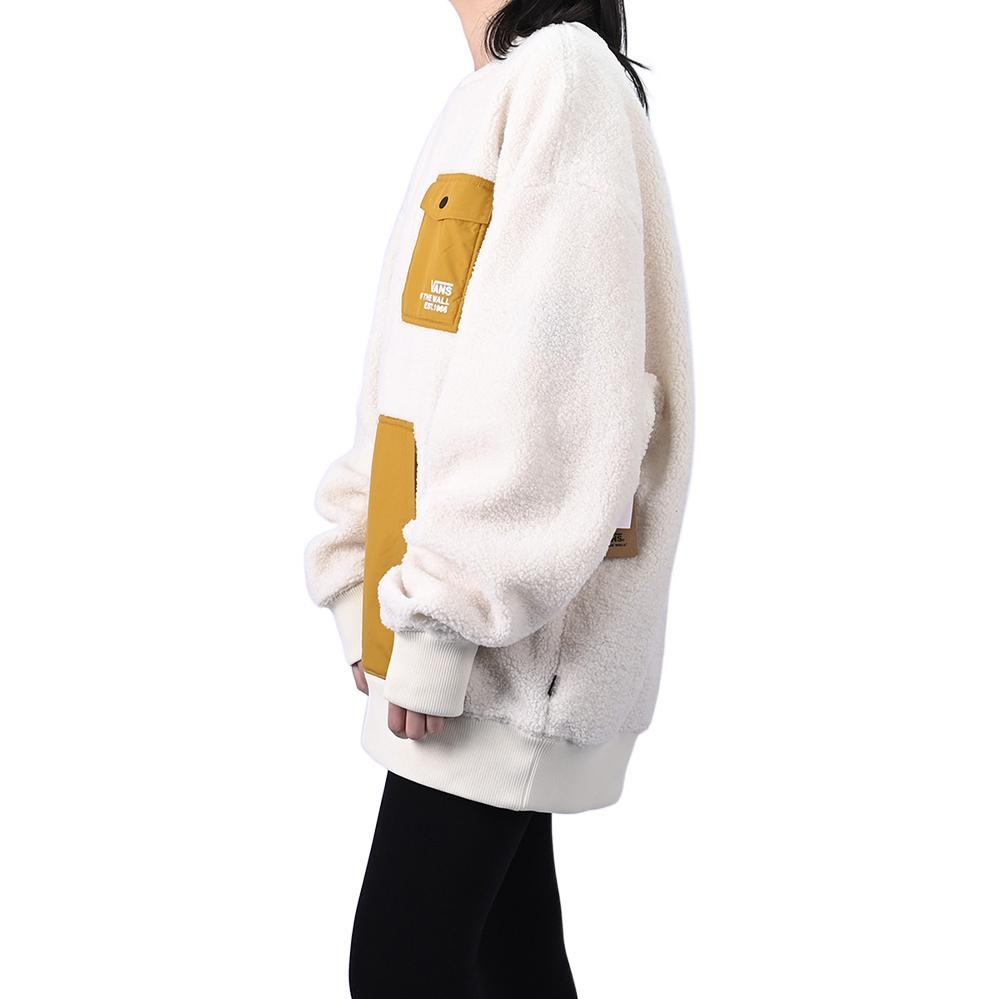 Vans lamb's wool Contrast Color Stitching Round Neck Couple Style Creamy White VN0A5H7M3KS - 5