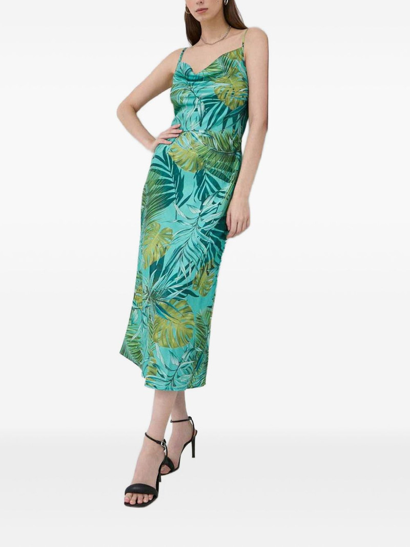 GUESS USA cowl-neck leaf-print dress outlook