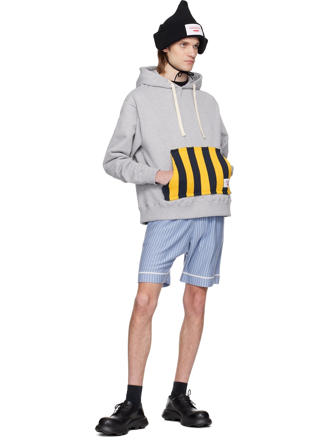 Gray Patch Ears Hoodie - 4