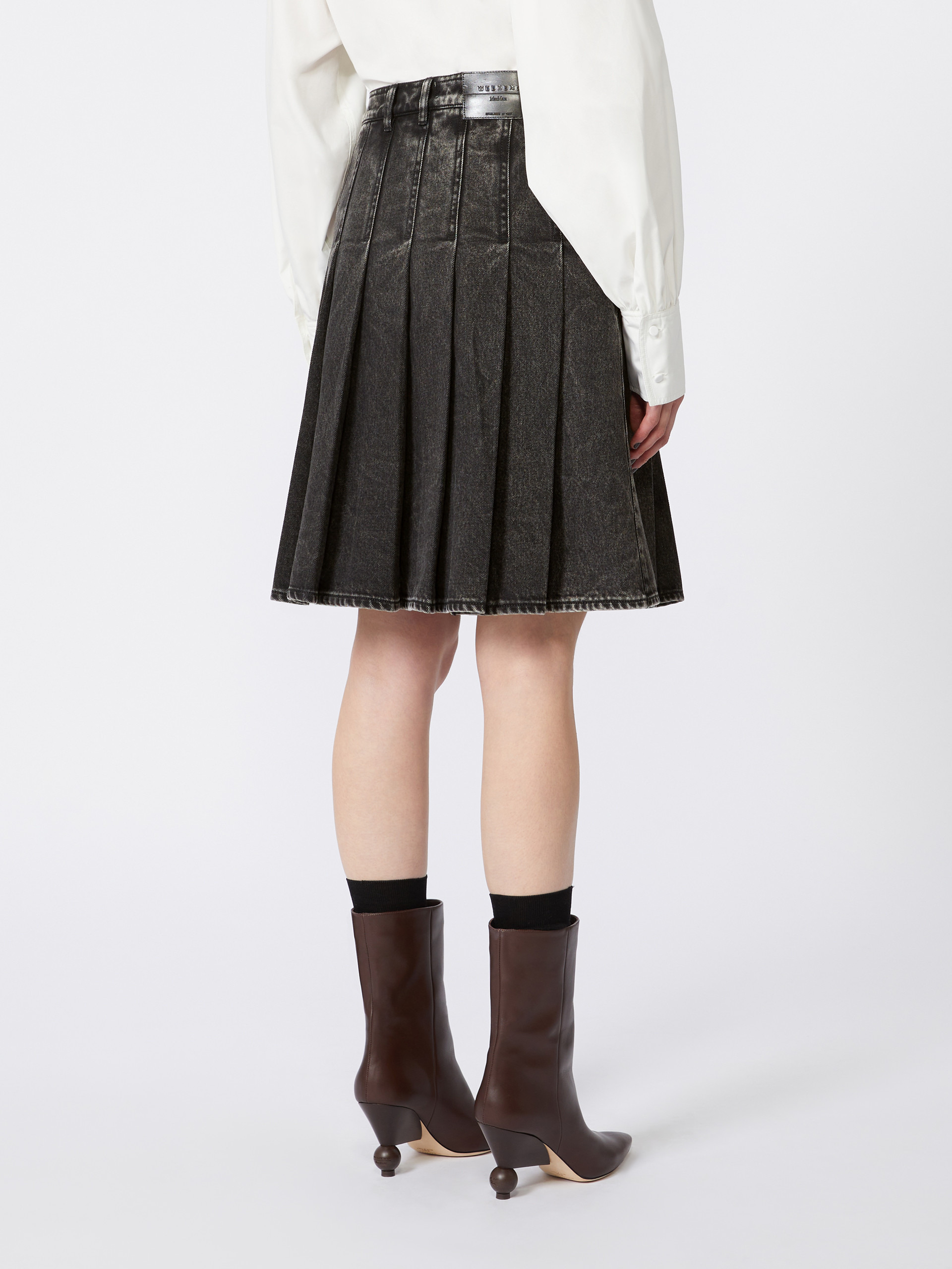 BRONZO1234 Pleated denim skirt - 4
