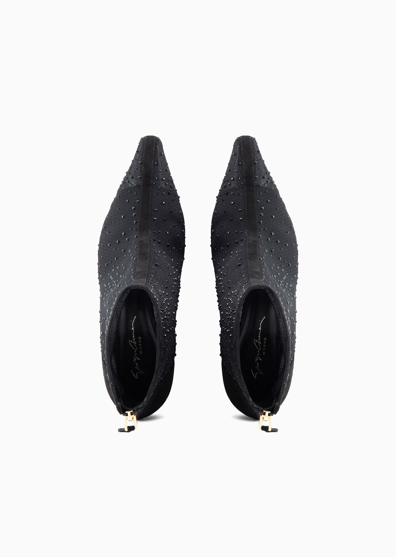 Suede ankle boots with tulle and rhinestones - 3