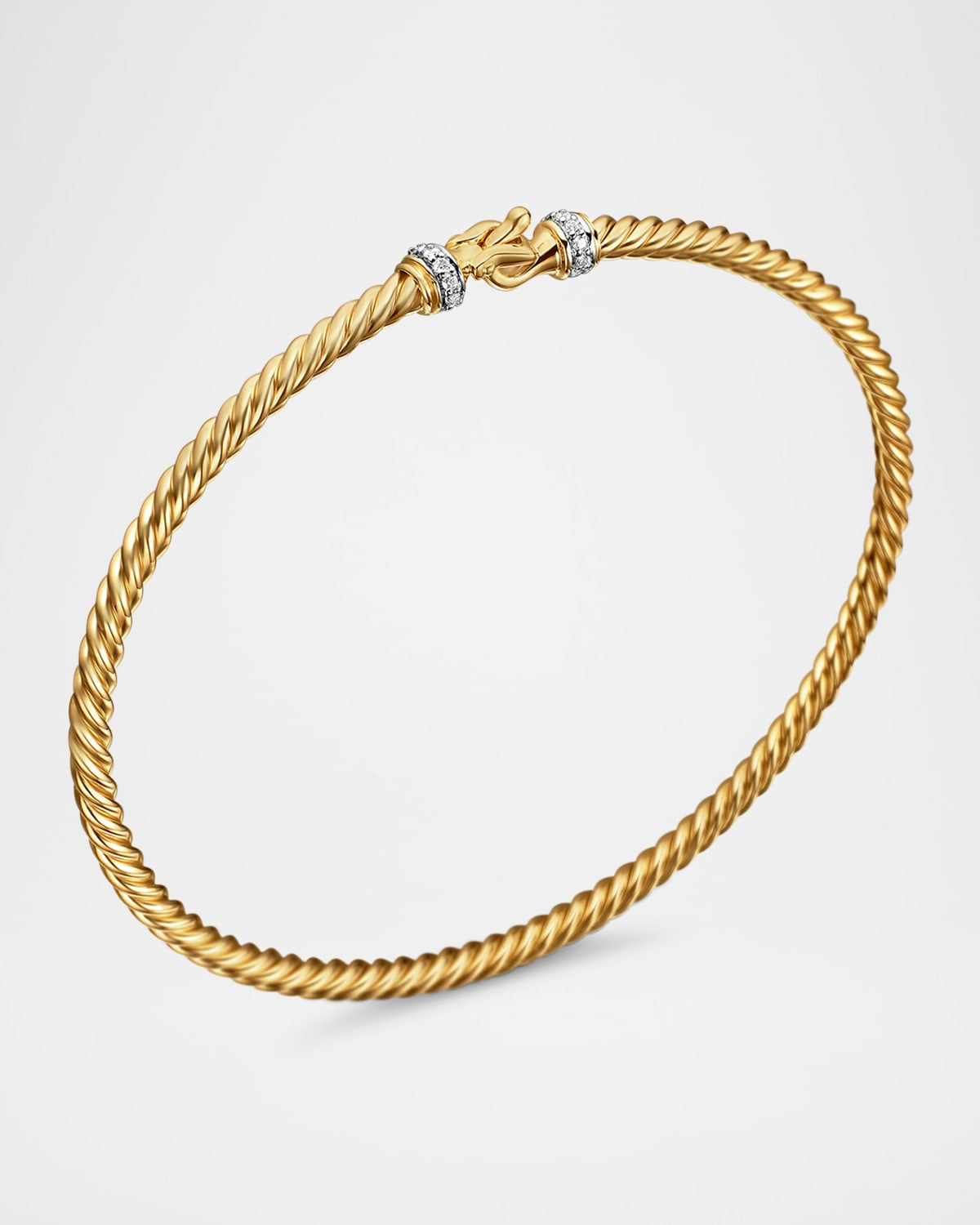 Cable Buckle Bracelet with Diamonds and 18K Gold, 2.6mm - 3