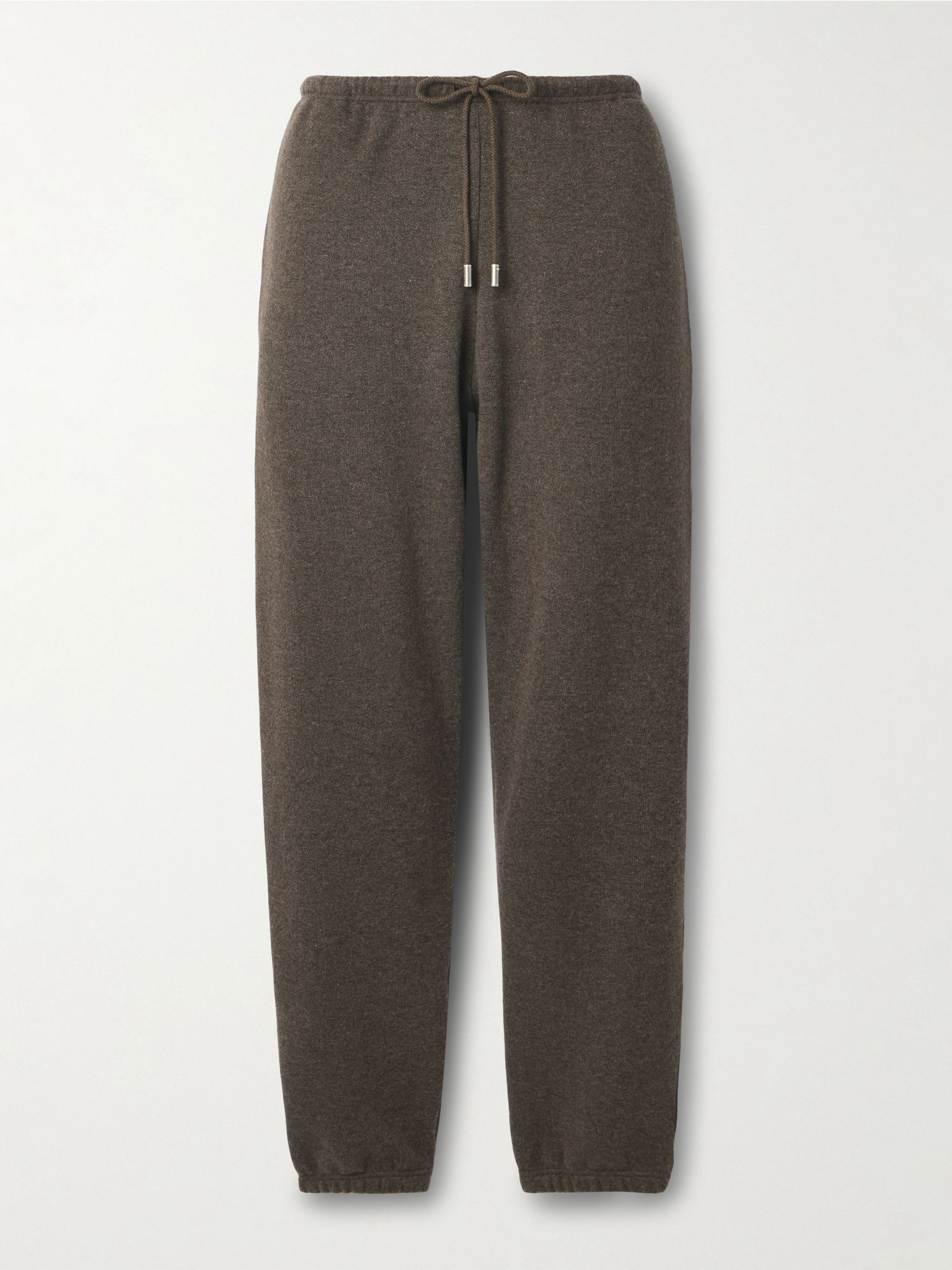 Teo mélange cashmere and cotton-blend tapered track pants Brown - 1
