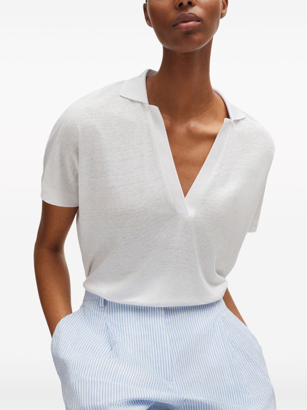 V-neck polo top - 3
