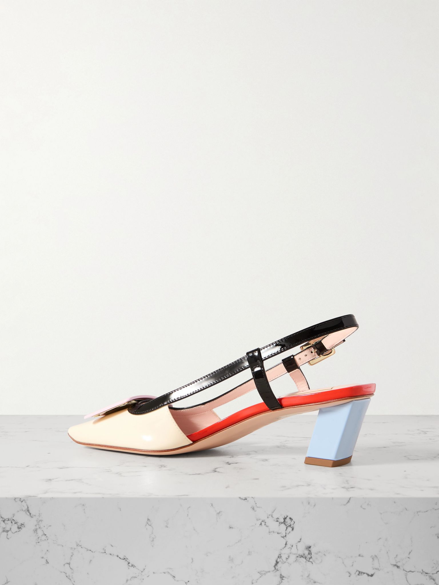 Belle Vivier 45 color-block patent-leather slingback pumps Multi - 3