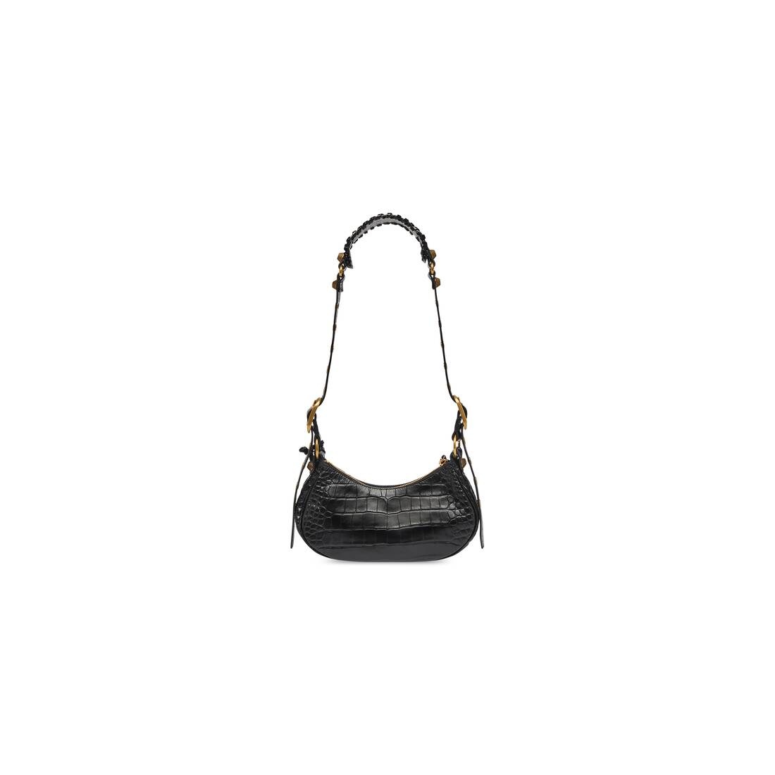 Women's Le Cagole Xs Shoulder Bag Crocodile Embossed in Black - 4