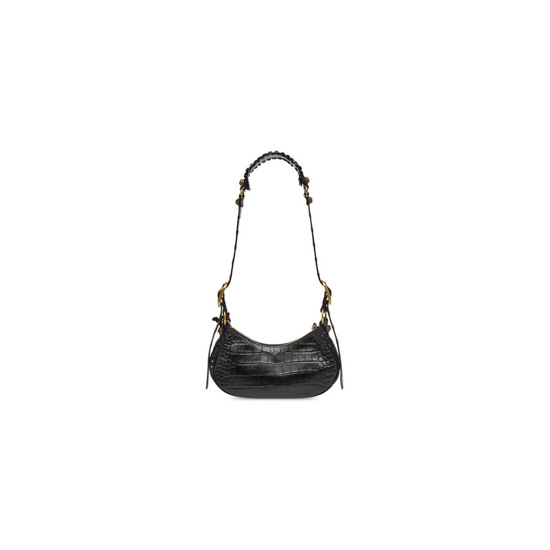Women's Le Cagole Xs Shoulder Bag Crocodile Embossed in Black 4