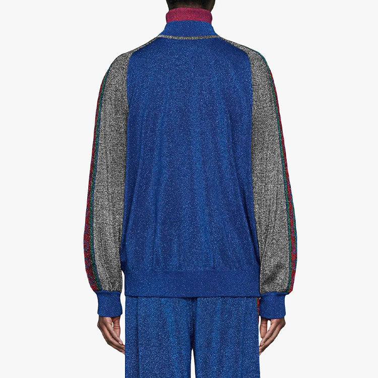 (WMNS) Gucci Wool Lamé Bomber Jacket 'Blue Red Multicolor' 579749-XKAQ9-4034 - 4
