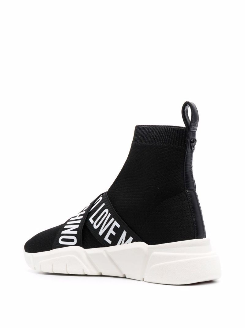logo-print knitted high-top sneakers - 3