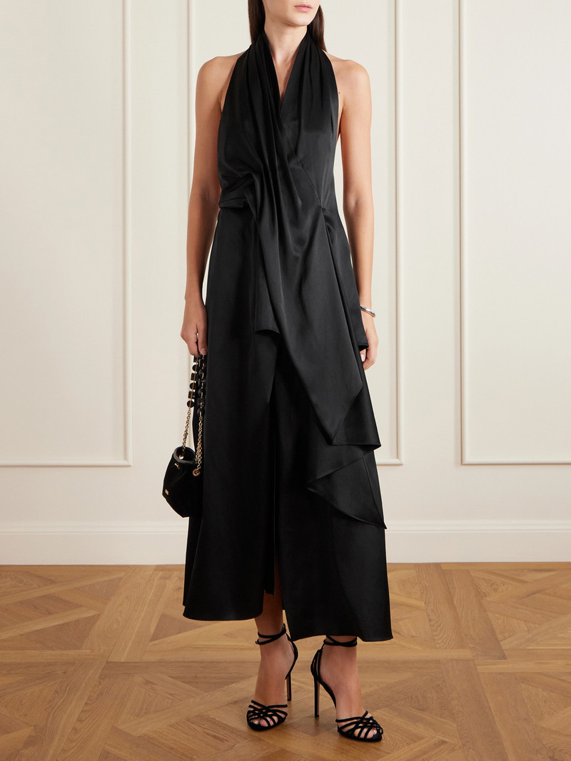 HEIRLOME Barbara Paneled Halterneck Silk-satin Maxi Dress outlook