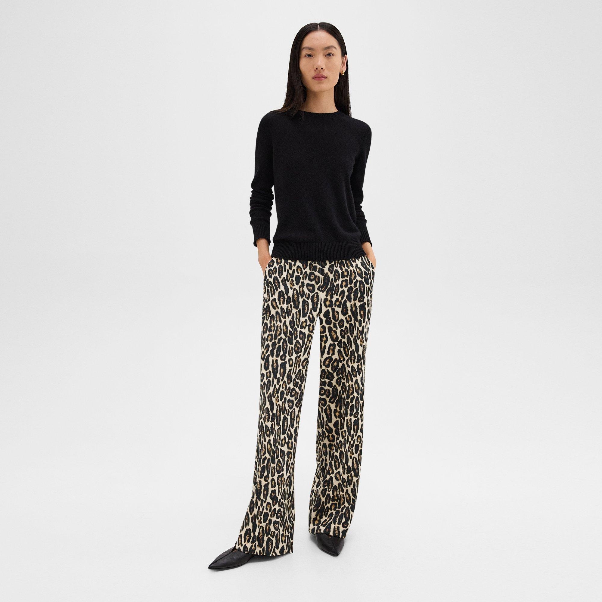 Relaxed Straight Pant  in Stretch Leopard Wool - 2