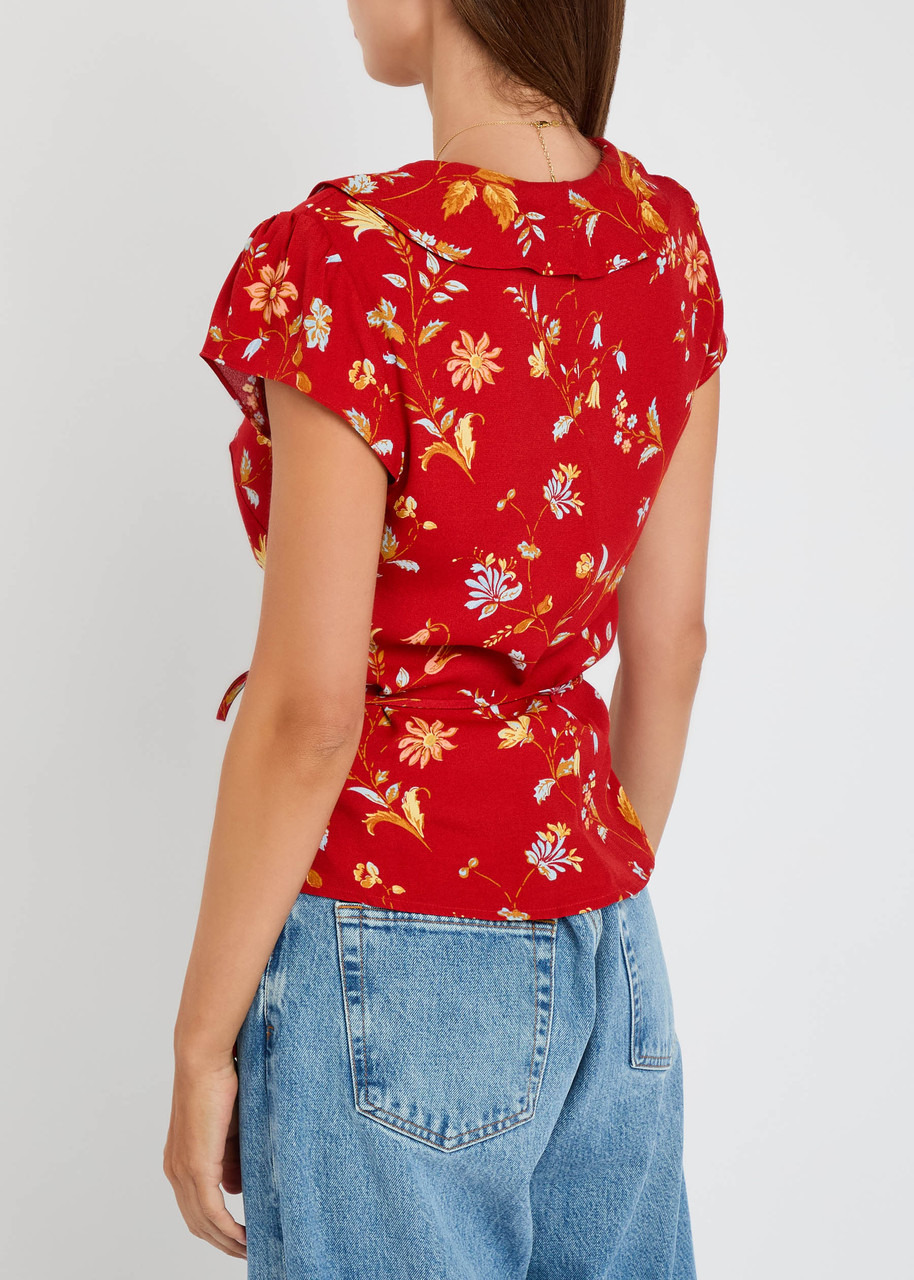 Reformation Clemence Floral-print Crepe Wrap top - 3