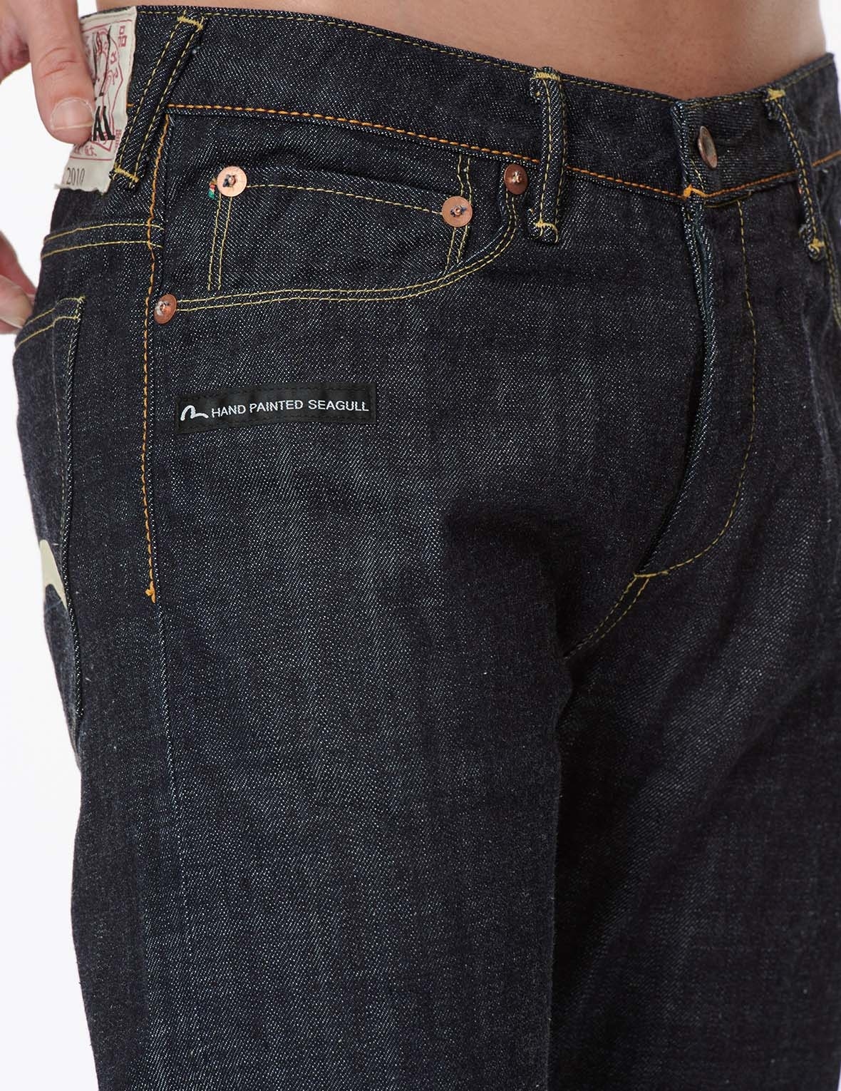 HANDPAINTED SEAGULL SLIM STRAIGHT FIT SELVEDGE DENIM JEANS #2010 - 10
