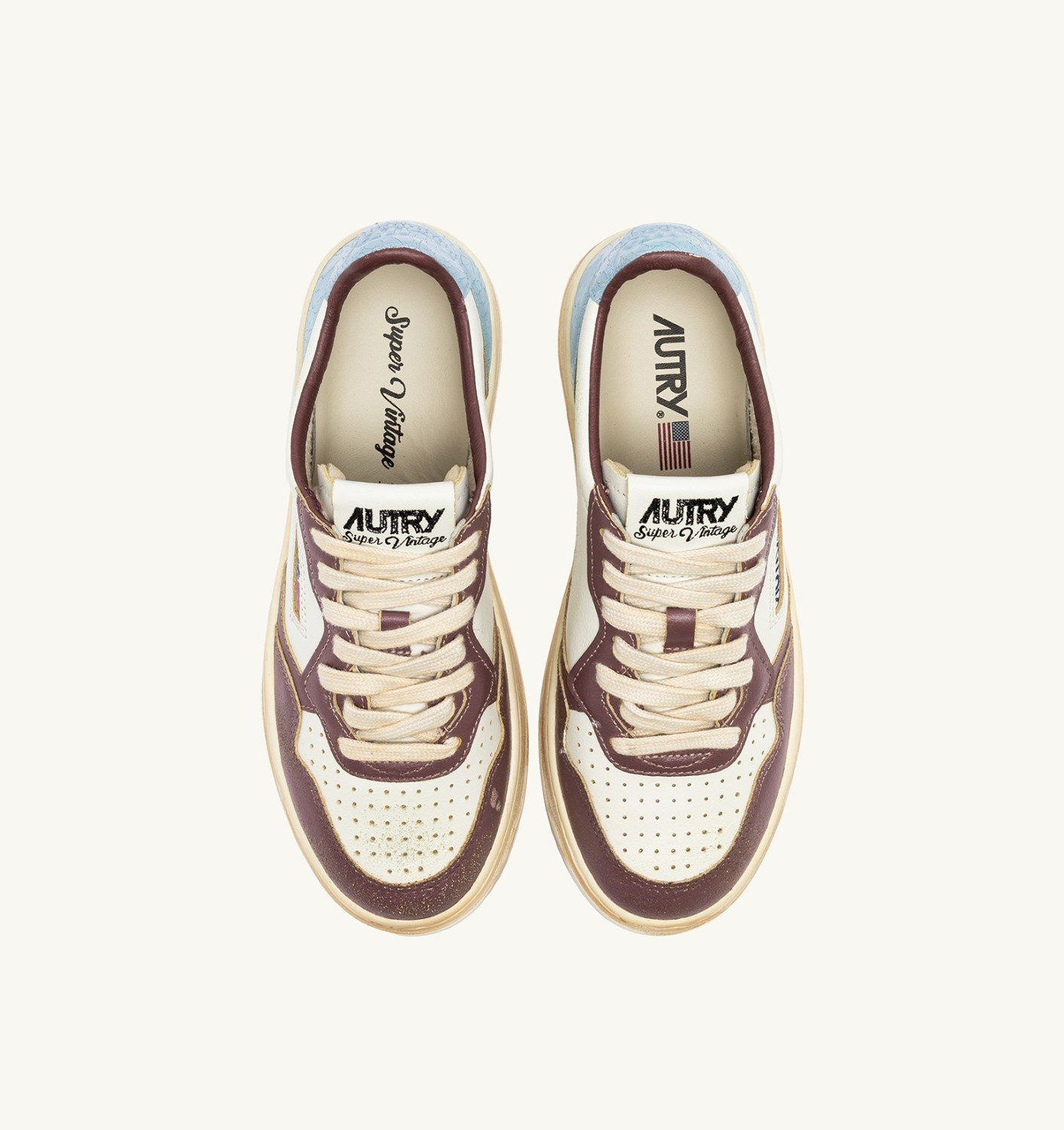 MEDALIST LOW SUPER VINTAGE SNEAKERS IN WHITE CELESTIAL BLUE AND TAUPE - 5