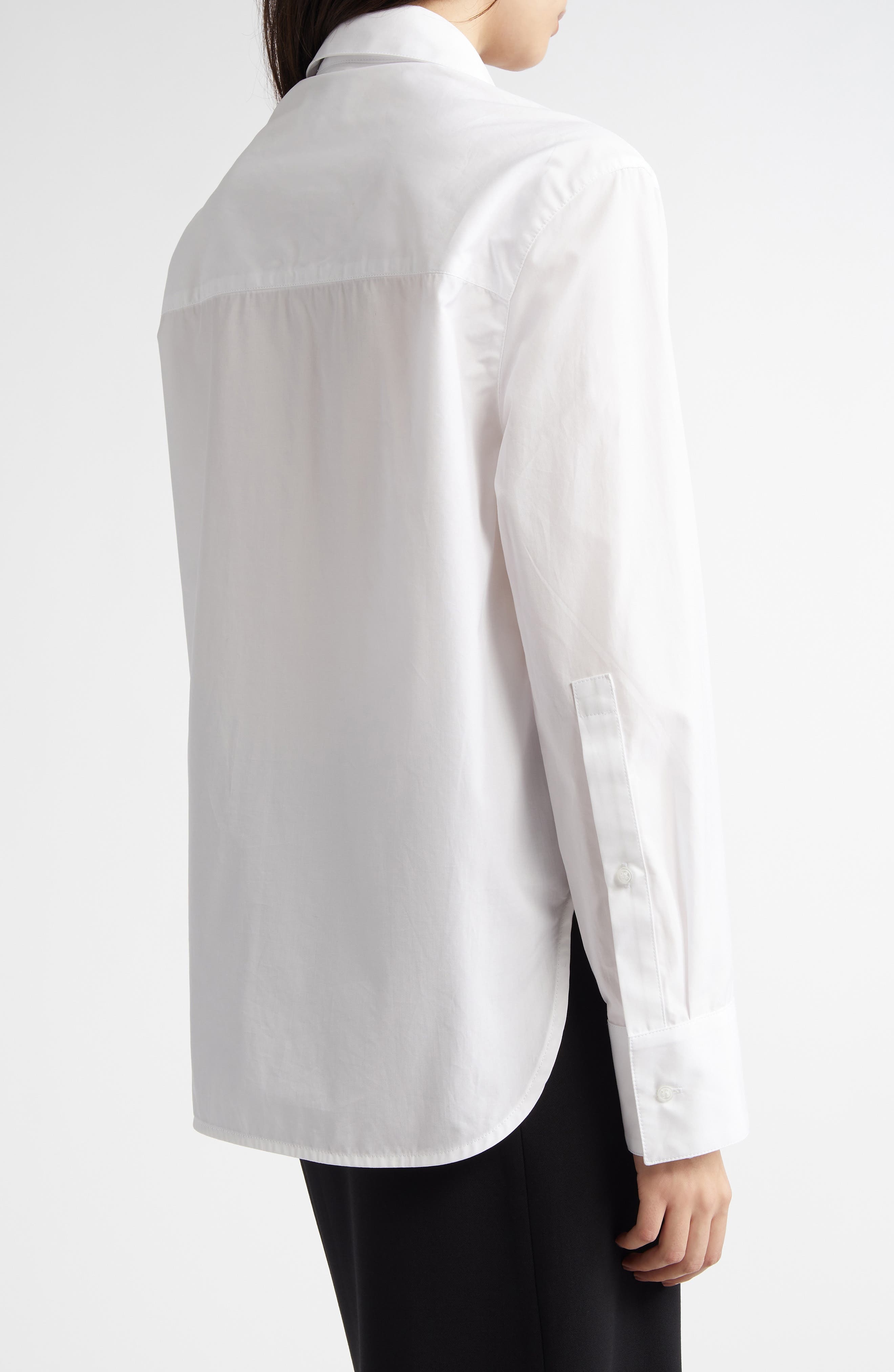 LOULOU DE SAISON Alim Cotton Poplin Button-Up Shirt in White at Nordstrom - 3